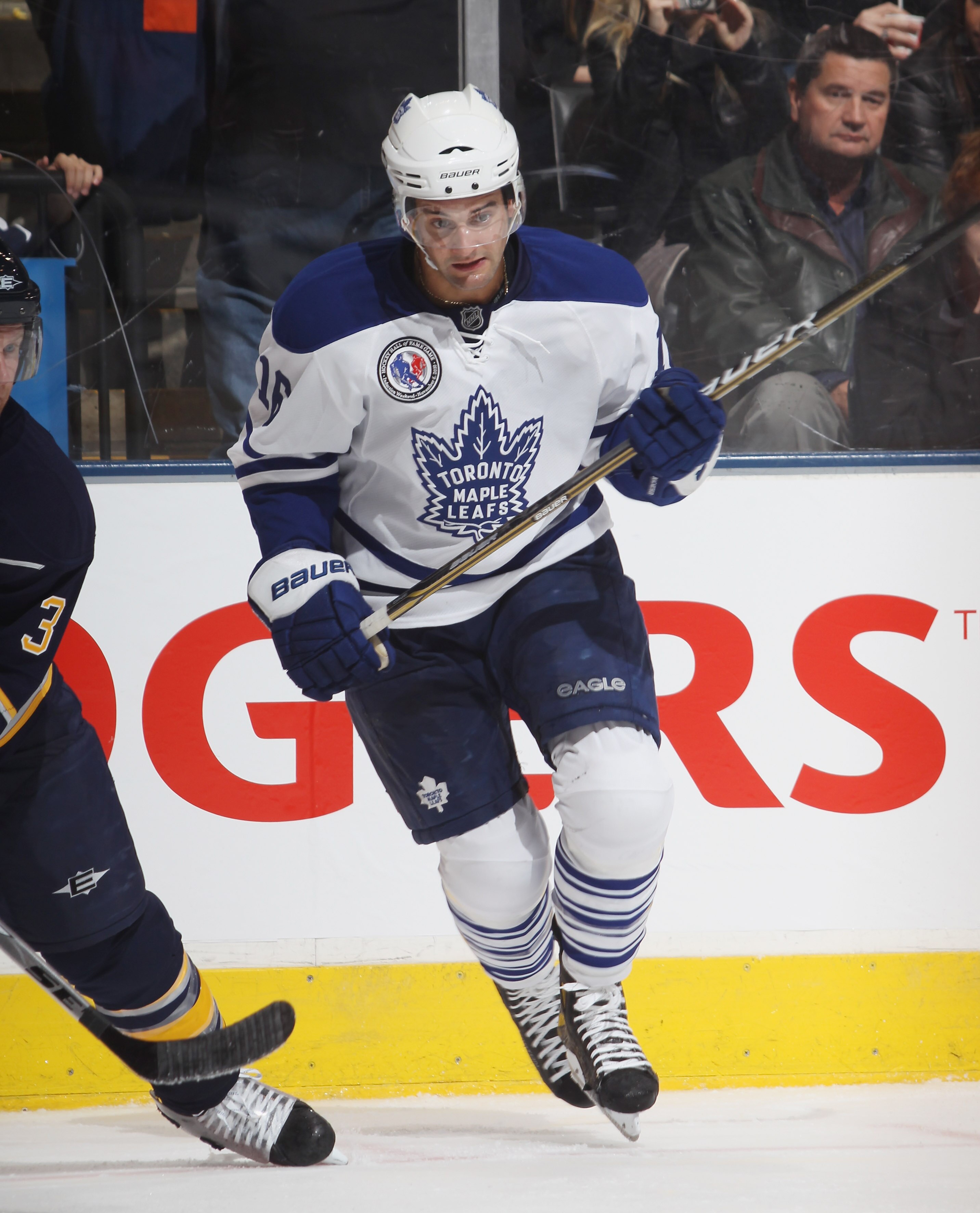 TORONTO, ON - NOVEMBER 06:  Clarke MacArthur #16 of the Toronto Maple Leafs skates against the Buffalo Sabres at the Air Canada Centre on November 6, 2010 in Toronto, Canada. The Sabres defeated the Maple Leafs 3-2.  (Photo by Bruce Bennett/Getty Images)