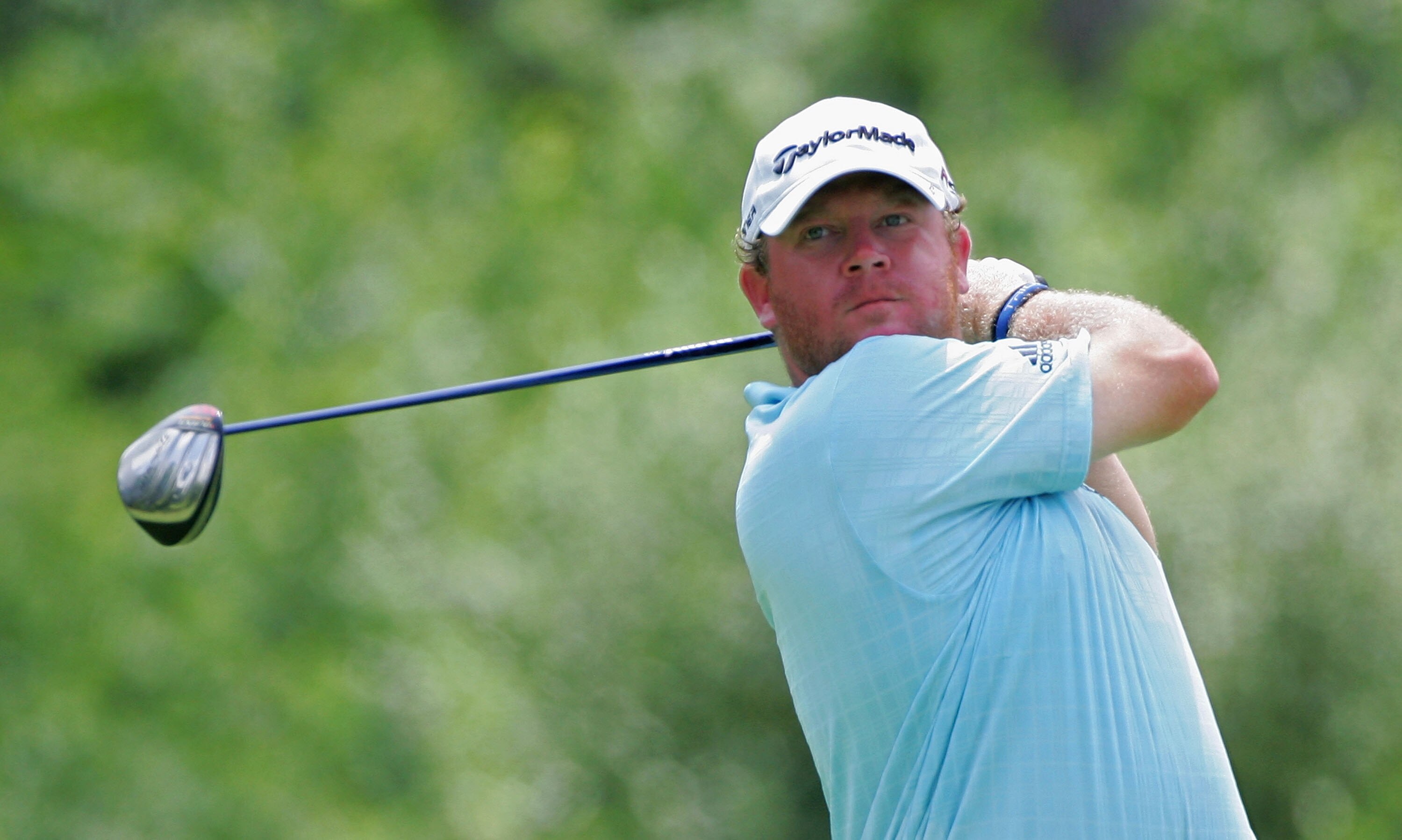 CINCINNATI - JULY 16:  William McGirt hits a drive during the second round of the Chiquita Classic held at TPC River's Bend on July 16, 2010 in Cincinnati, Ohio.  (Photo by Michael Cohen/Getty Images)