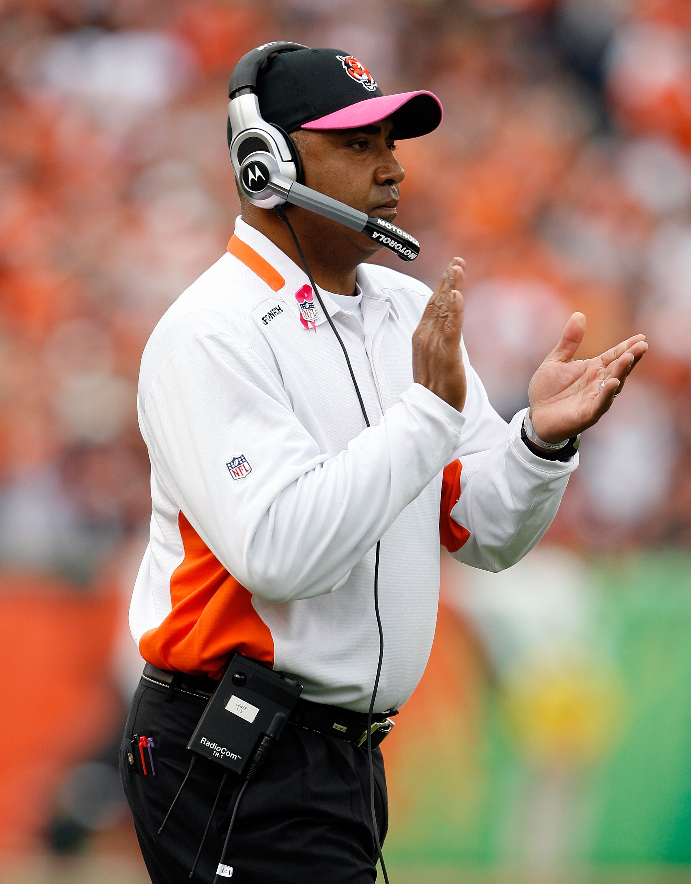 CINCINNATI - OCTOBER 25:  Marvin Lewis the Head Coach of the Cincinnati Bengals is pictured during the NFL game against the Chicago Bears at Paul Brown Stadium on October 25, 2009 in Cincinnati, Ohio.  The Bengals won 45-10.  (Photo by Andy Lyons/Getty Im