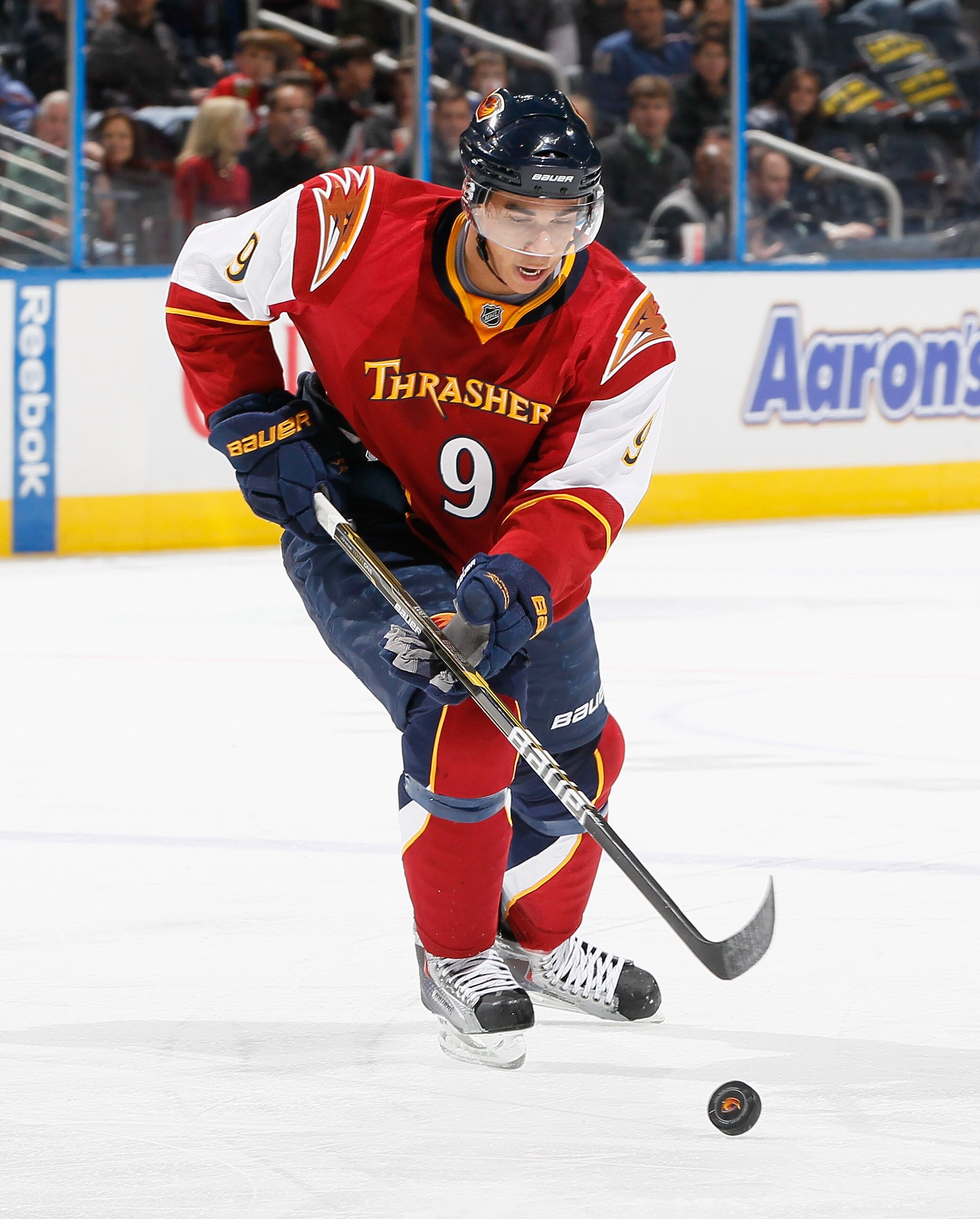 ATLANTA, GA - DECEMBER 10:  Evander Kane #9 of the Atlanta Thrashers against the Colorado Avalanche at Philips Arena on December 10, 2010 in Atlanta, Georgia.  (Photo by Kevin C. Cox/Getty Images)