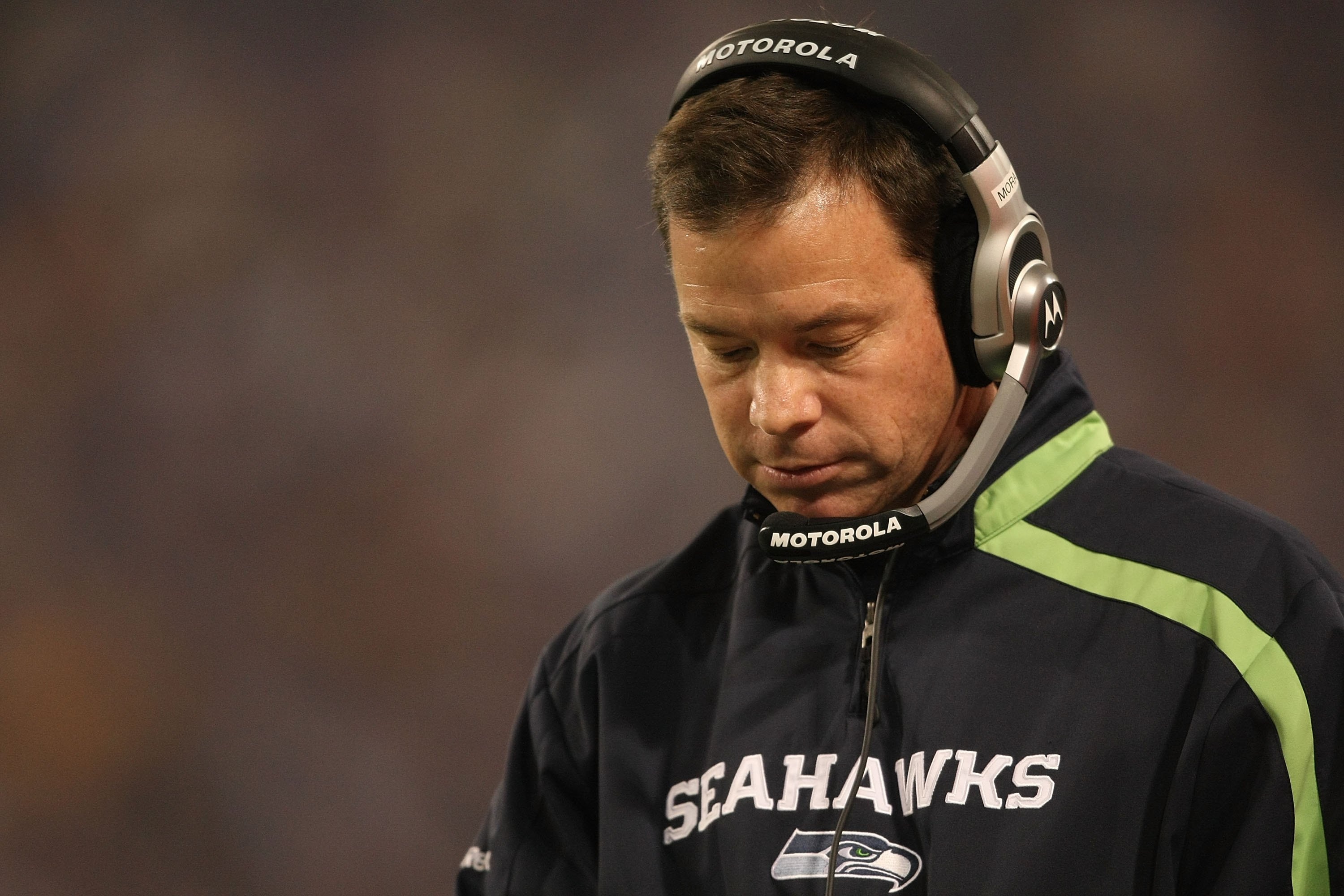 MINNEAPOLIS - NOVEMBER 22:  Head coach of the Seattle Seahawks, Jim Mora looks on against the Minnesota Vikings at Hubert H. Humphrey Metrodome on November 22, 2009 in Minneapolis, Minnesota.  (Photo by Nick Laham/Getty Images)