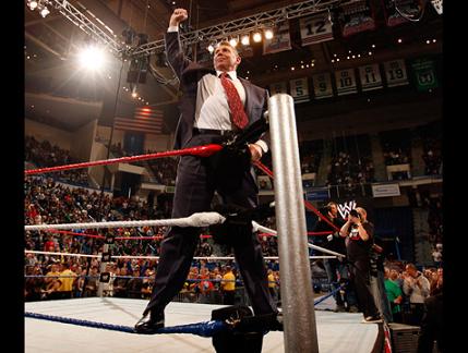 Vince McMahon at the Fan Appreciation Supershow this last October. Hopefully he won't disappoint the fans with a no-contest at Wrestlemania.