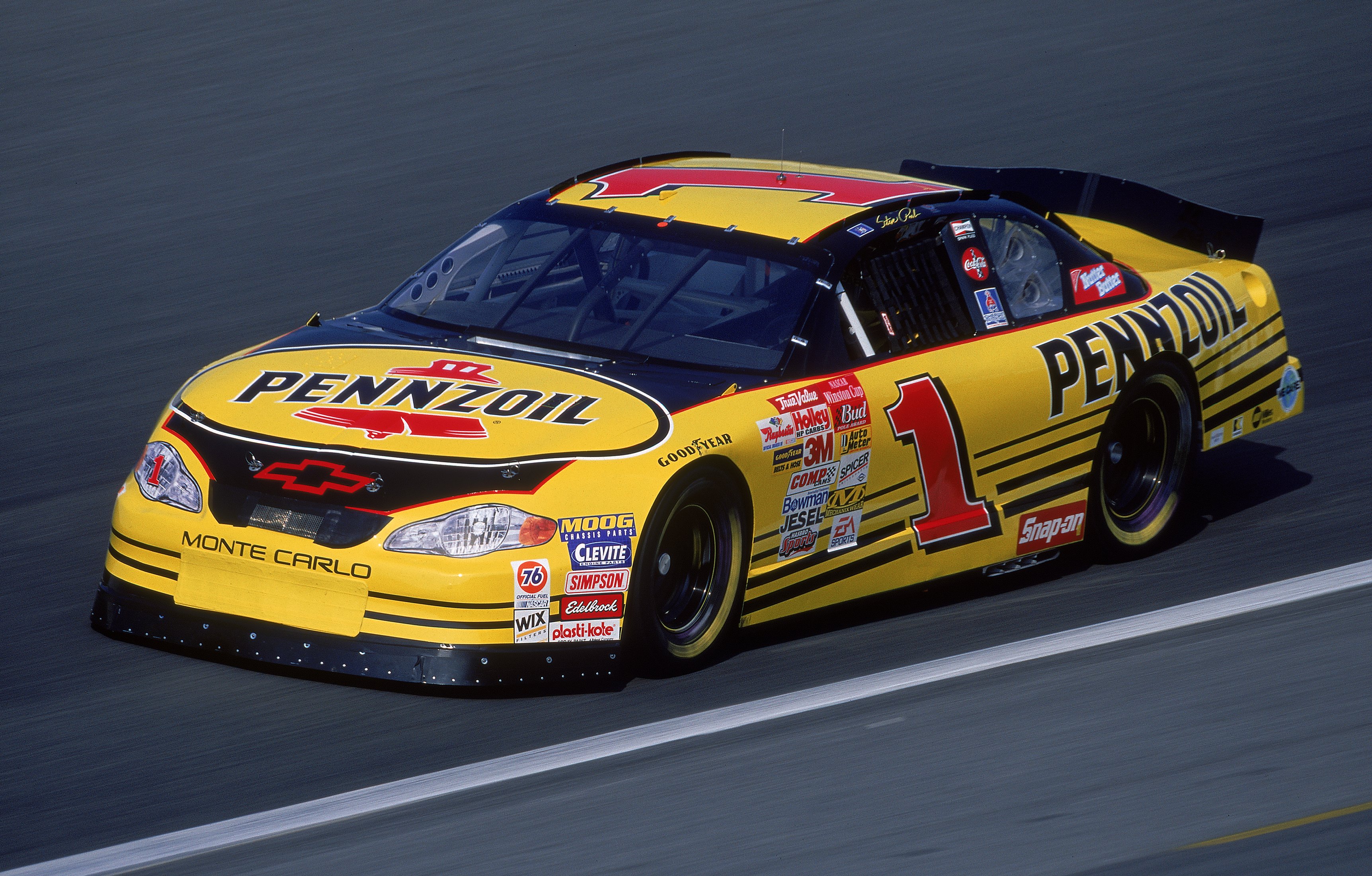 19 May 2001:  Steve Park #1 who drives a Chevy Monte Carlo for Dale Earnhardt Inc. races by during The Winston, part of the Nascar Winston Cup Series at Lowe's Motor Speedway in Concord, North Carolina.Mandatory Credit: Jon Ferrey  /Allsport