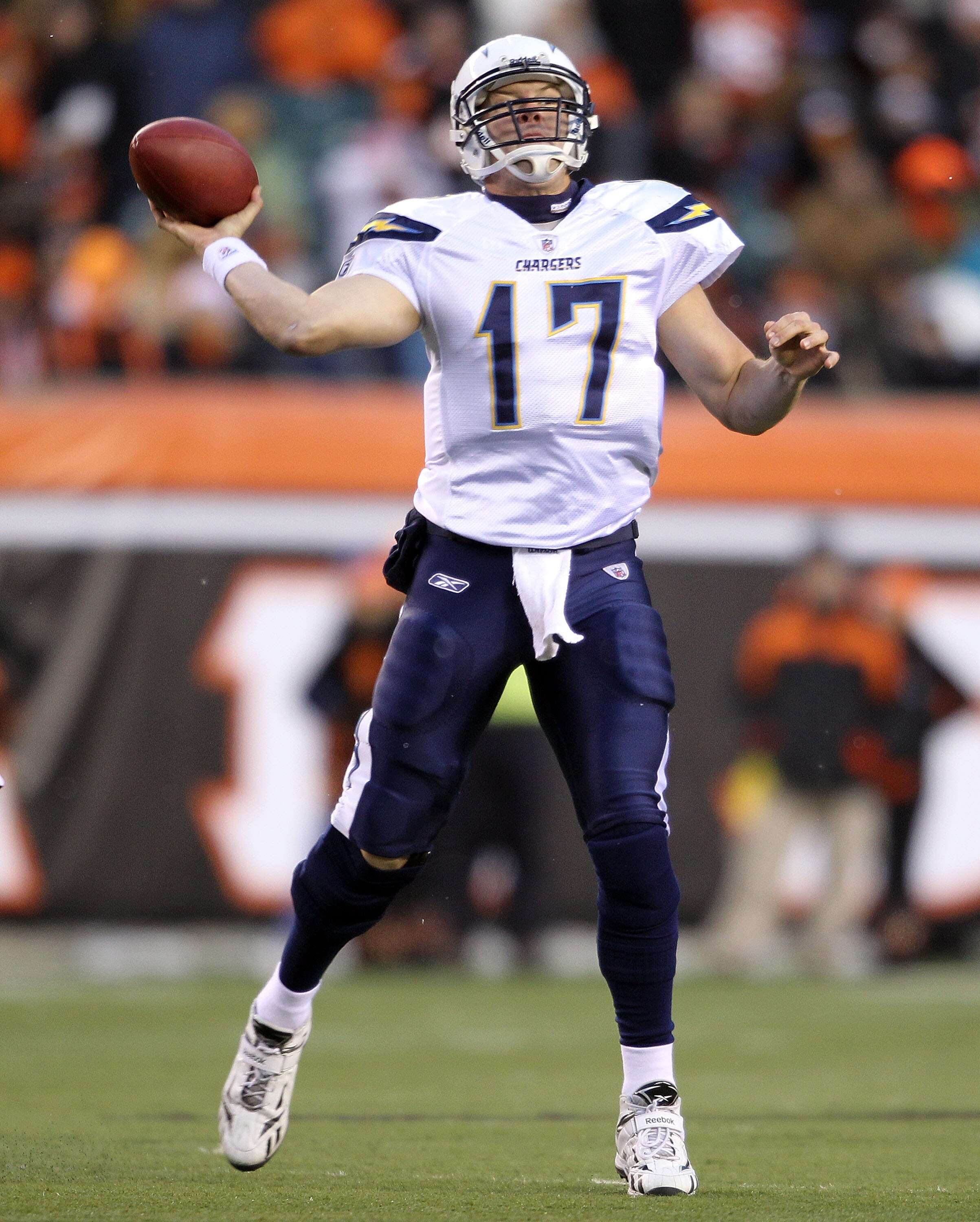 CINCINNATI - DECEMBER 26:  Philip Rivers #17  of the San Diego Chargers throws a pass during the Chargers 34-20 loss to the Cincinnati Bengals in the NFL game at Paul Brown Stadium on December 26, 2010 in Cincinnati, Ohio.  (Photo by Andy Lyons/Getty Imag