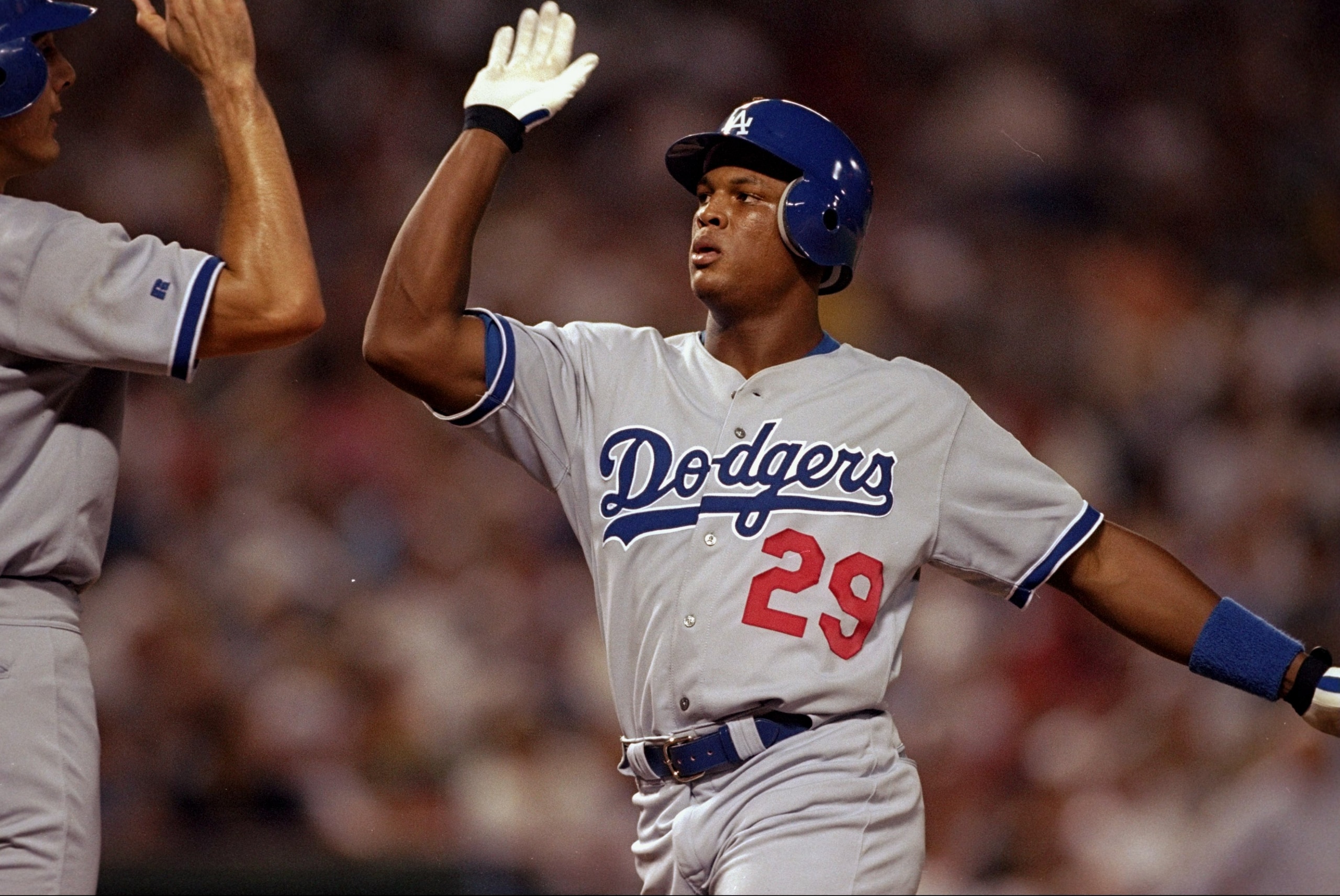 30 Jun 1998:  Adrian Beltre #29 of the Los Angeles Dodgers in action during an interleague game against the Texas Rangers at the Ball Park in Arlington, Texas.  The Dodgers won the game, 4-1. Mandatory Credit: Stephen Dunn  /Allsport