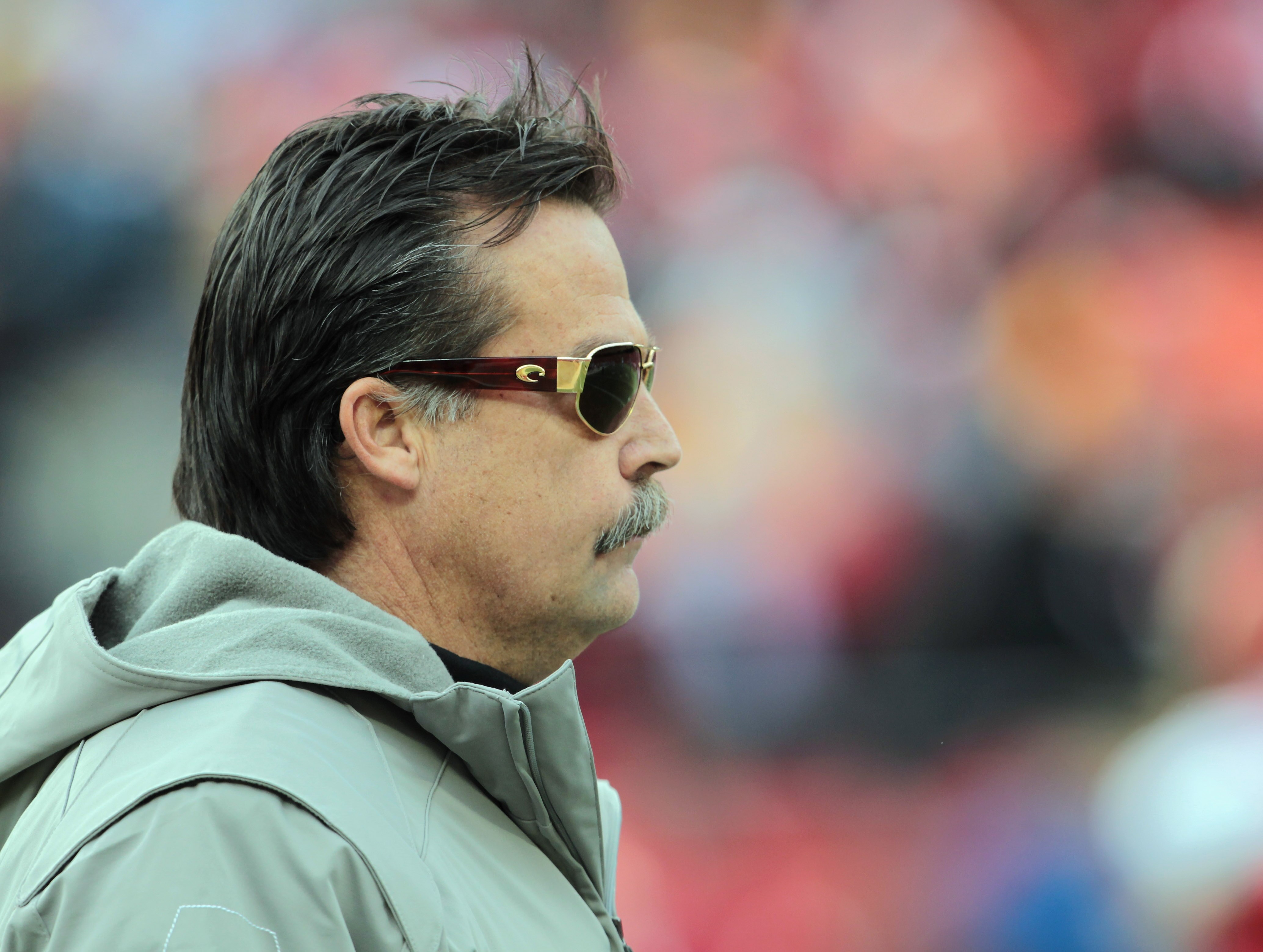 KANSAS CITY, MO - DECEMBER 26:  Head coach Jeff Fisher of the Tennessee Titans looks on from the sidelines during the game against the Kansas City Chiefs on December 26, 2010 at Arrowhead Stadium in Kansas City, Missouri.  (Photo by Jamie Squire/Getty Ima