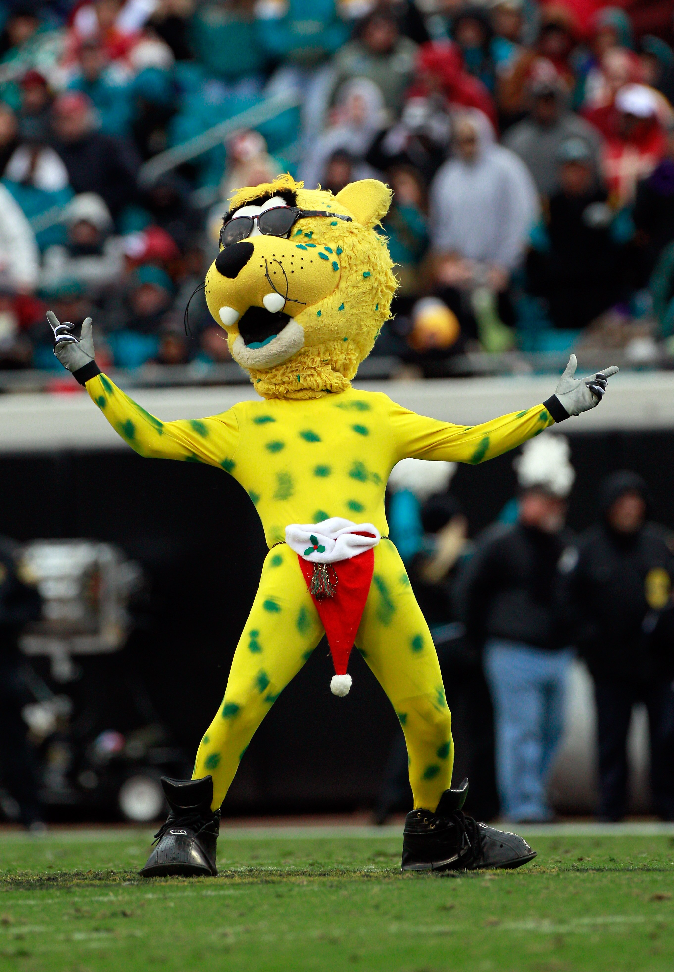 JACKSONVILLE, FL - DECEMBER 26: Jacksonville Jaguar mascot Jaxon de Ville performs during the game against the Washington Redskins at EverBank Field on December 26, 2010 in Jacksonville, Florida.  (Photo by Sam Greenwood/Getty Images)