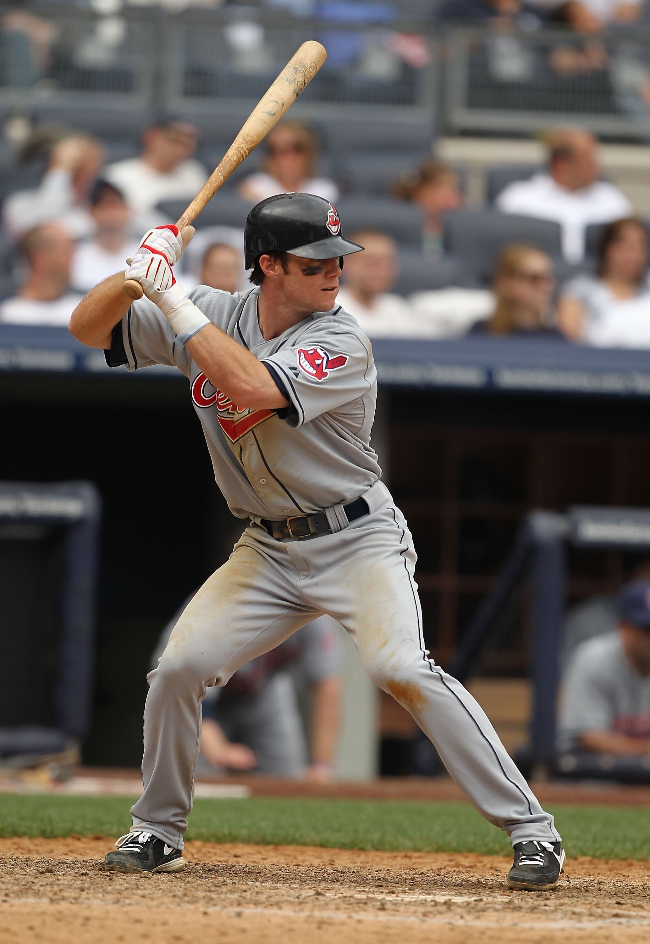 NEW YORK - MAY 29:  Jason Donald #16  of the Cleveland Indians in action against The New York Yankeesduring their game on May 29, 2010 at Yankee Stadium in the Bronx Borough of New York City.  (Photo by Al Bello/Getty Images)