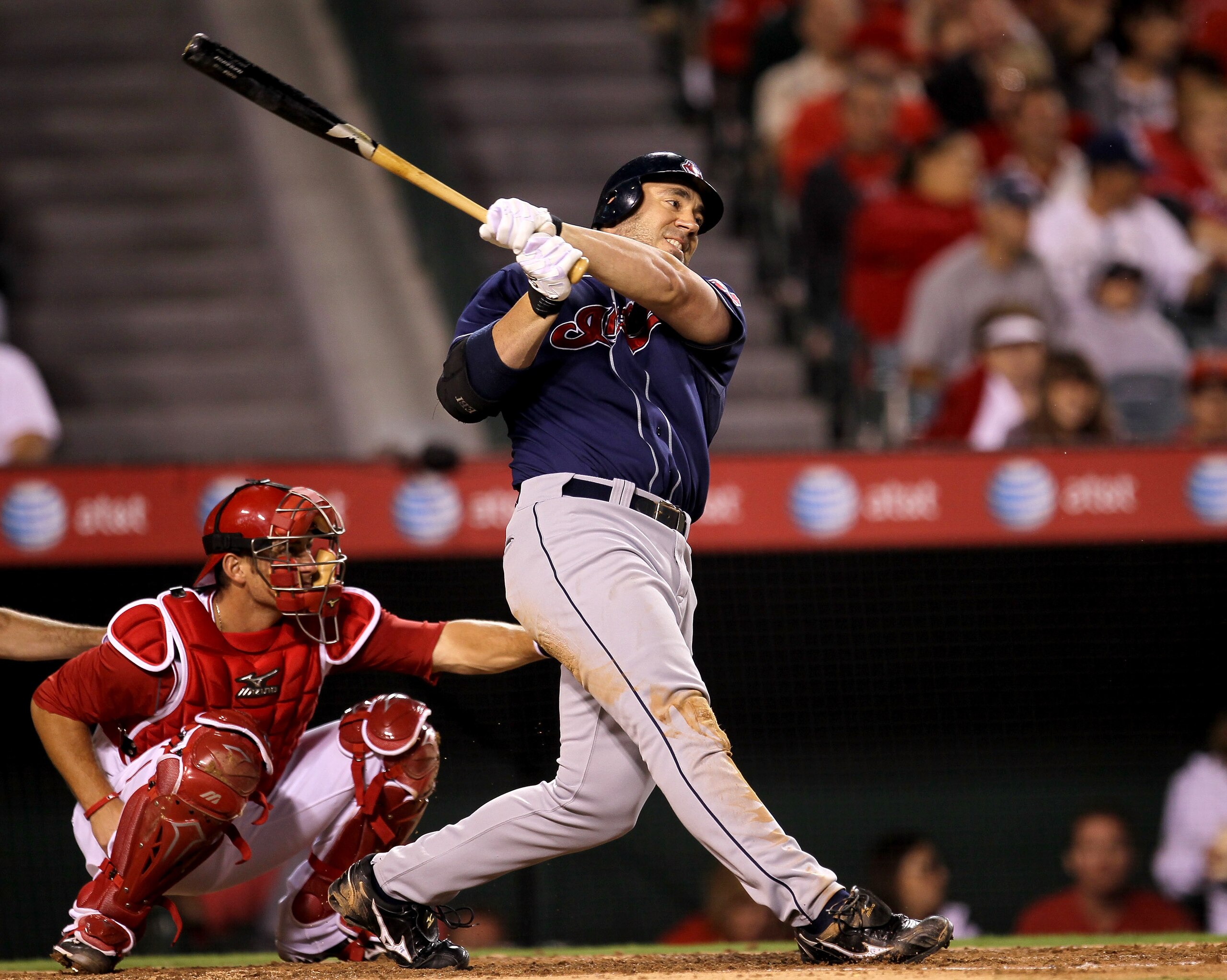 ANAHEIM, CA - SEPTEMBER 06:  Travis Hafner #48 of the Cleveland Indians bats against the Los Angeles Angels of Anaheim in the fourth inning on September 6, 2010 at Angel Stadium in Anaheim, California.  (Photo by Stephen Dunn/Getty Images)