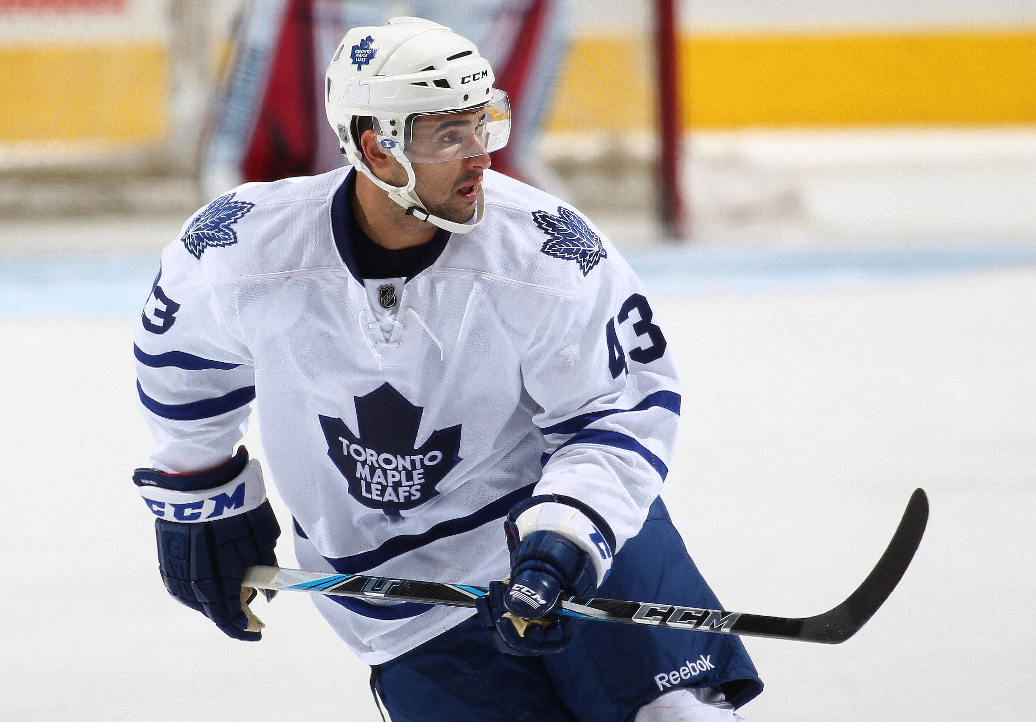 LONDON, CANADA - SEPTEMBER 11:  Nazem Kadri #43 of the Toronto Maple Leafs skates in a game against the Chicago Black Hawks during the NHL Rookie Tournament on September 11,2010 at the John Labatt Centre in London,Ontario. The Leafs defeated the Hawks 6-3