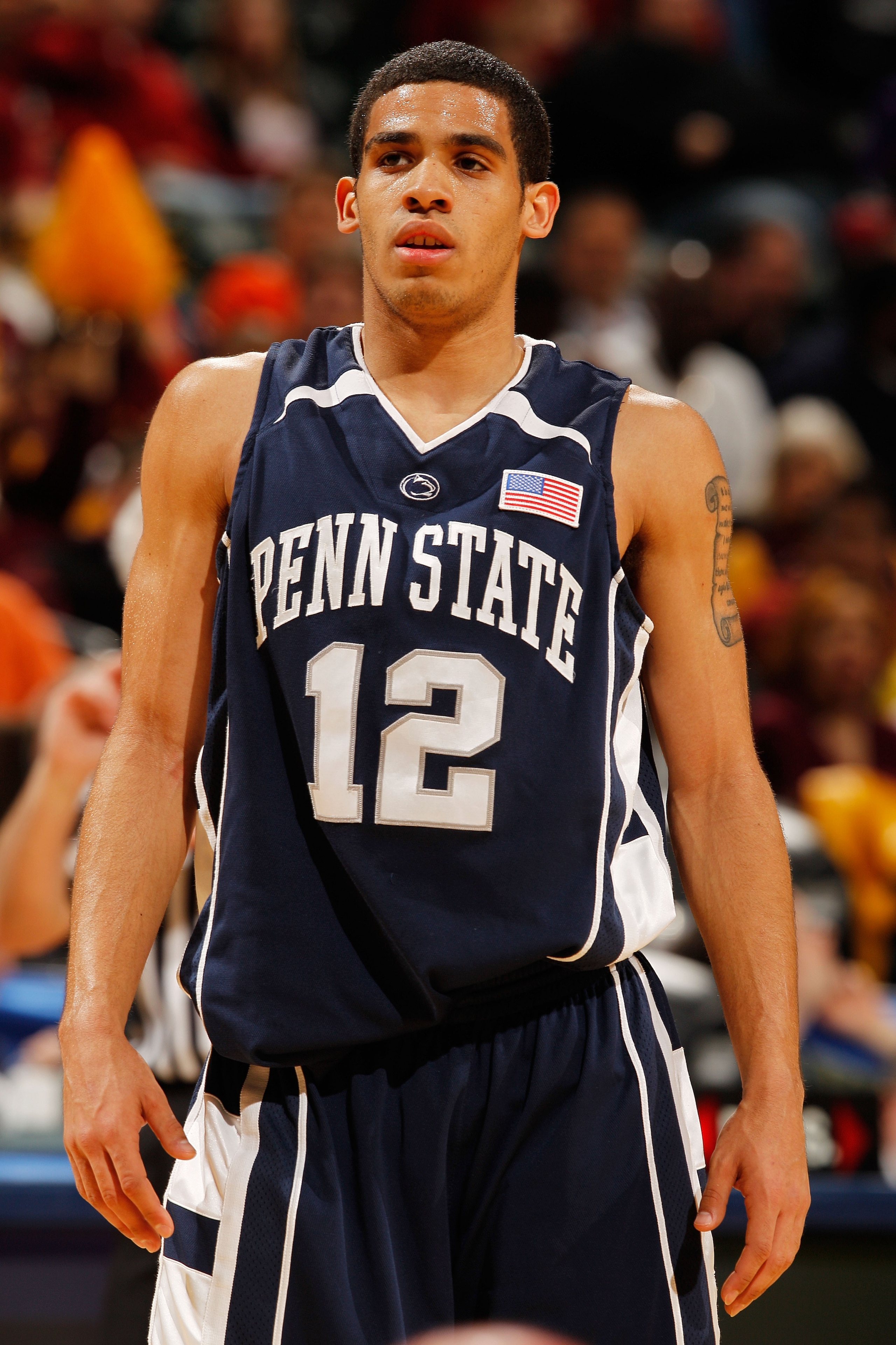 INDIANAPOLIS - MARCH 11: Guard Talor Battle #12 of the Penn State Nittany Lion stands on the court during the game against the Minnesota Golden Gophers in the first round of the Big Ten Men's Basketball Tournament at Conseco Fieldhouse on March 11, 2010 INDIANAPOLIS - MARCH 11: Guard Talor Battle #12 of the Penn State Nittany Lion stands on the court during the game against the Minnesota Golden Gophers in the first round of the Big Ten Men's Basketball Tournament at Conseco Fieldhouse on March 11, 2010
