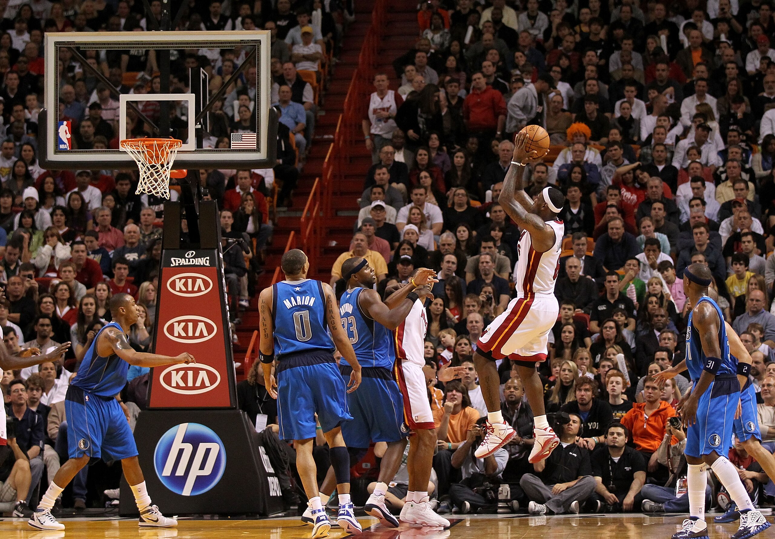 MIAMI, FL - DECEMBER 20: LeBron James #6 of the Miami Heat shoots a jumpshot during a game against the Dallas Mavericks at American Airlines Arena on December 20, 2010 in Miami, Florida. NOTE TO USER: User expressly acknowledges and agrees that, by downl MIAMI, FL - DECEMBER 20: LeBron James #6 of the Miami Heat shoots a jumpshot during a game against the Dallas Mavericks at American Airlines Arena on December 20, 2010 in Miami, Florida. NOTE TO USER: User expressly acknowledges and agrees that, by downl