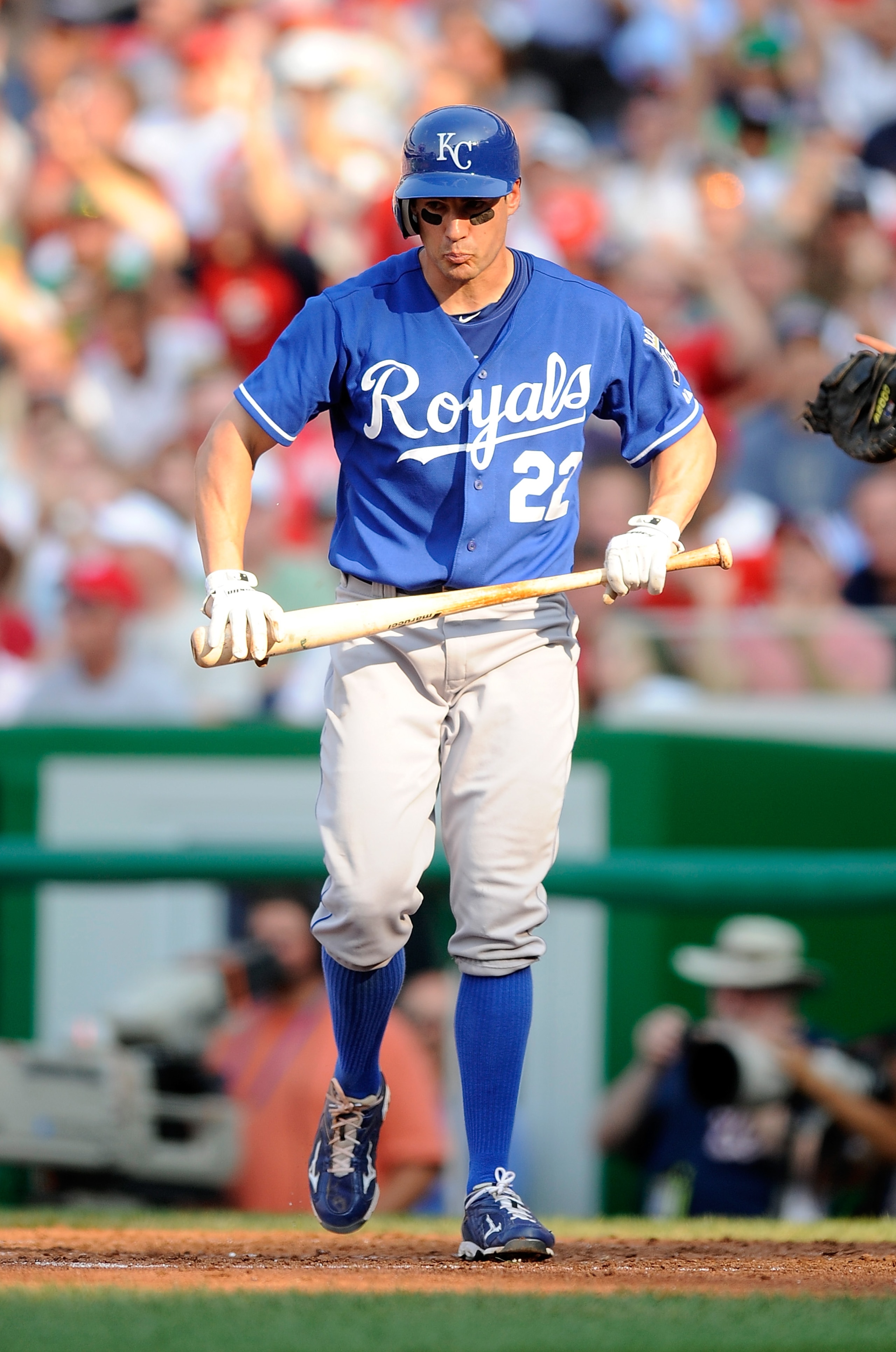 WASHINGTON - JUNE 23:  Scott Podsednik #22 of the Kansas City Royals walks to the dugout after striking out against the Washington Nationals at Nationals Park on June 23, 2010 in Washington, DC.  (Photo by Greg Fiume/Getty Images)