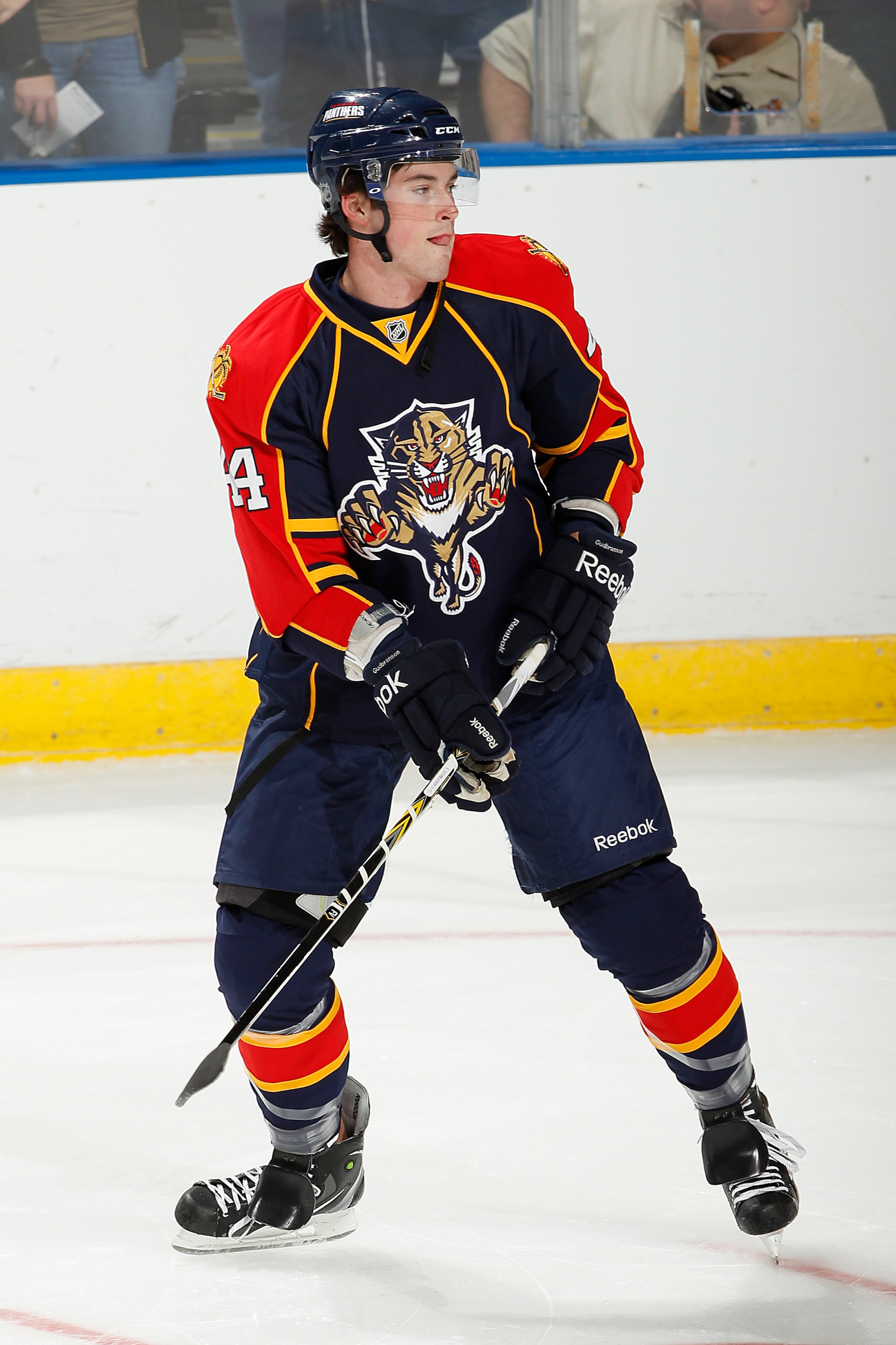 SUNRISE, FL - OCTOBER 1: Erik Gudbranson #44 of the Florida Panthers skates prior to the pre season game against the Tampa Bay Lightning on October 1, 2010 at the BankAtlantic Center in Sunrise, Florida. The Lightning defeated the Panthers 2-1 in overtime