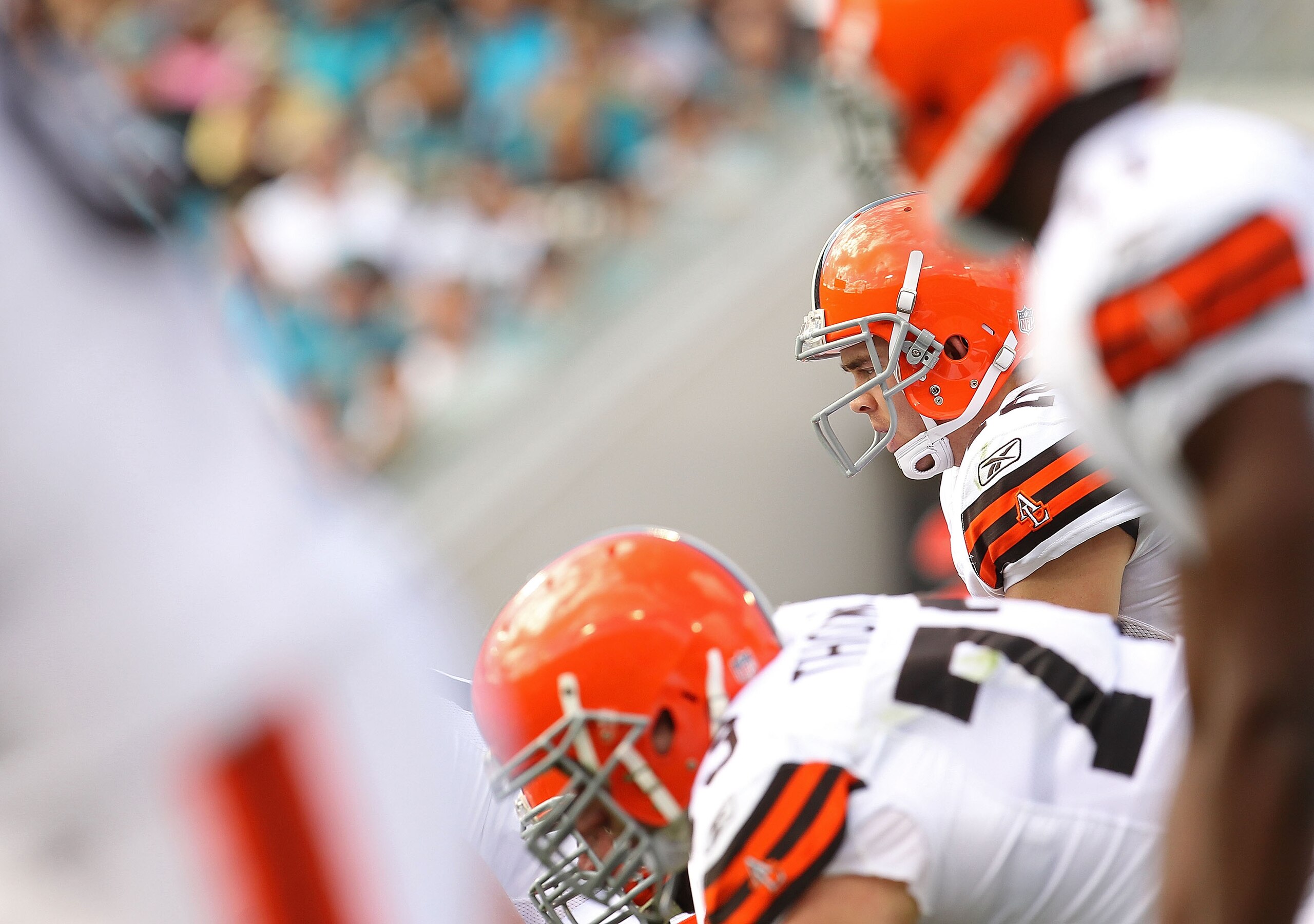 JACKSONVILLE, FL - NOVEMBER 21:  Colt McCoy #12  of the Cleveland Browns takes a snap during a game agaisnt the Jacksonville Jaguars at EverBank Field on November 21, 2010 in Jacksonville, Florida.  (Photo by Mike Ehrmann/Getty Images)