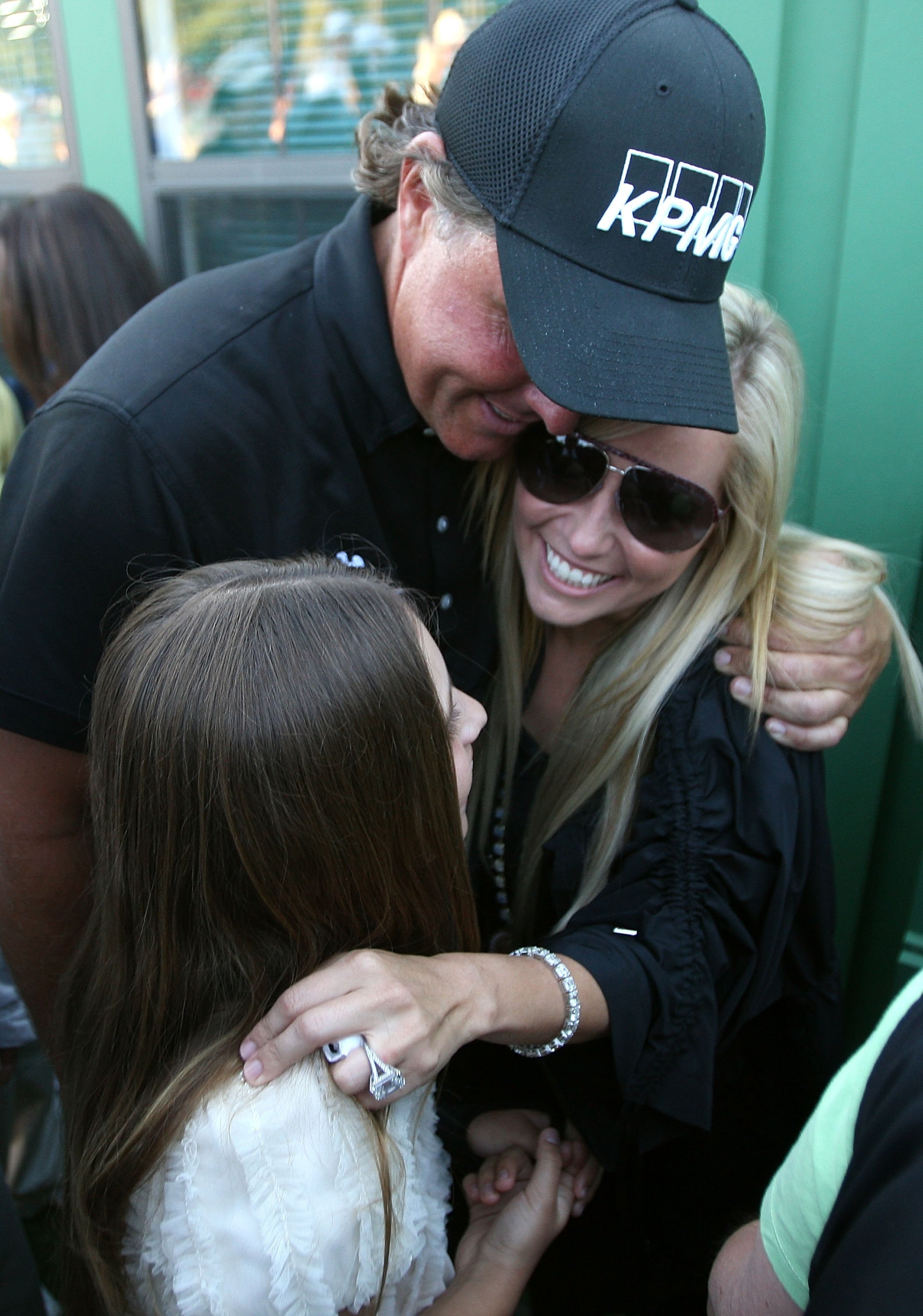 AUGUSTA, GA - APRIL 11:  Phil Mickelson and Amy Mickelson during the final round of the 2010 Masters Tournament at Augusta National Golf Club on April 11, 2010 in Augusta, Georgia.  (Photo by Streeter Lecka/Getty Images for Golf Week)