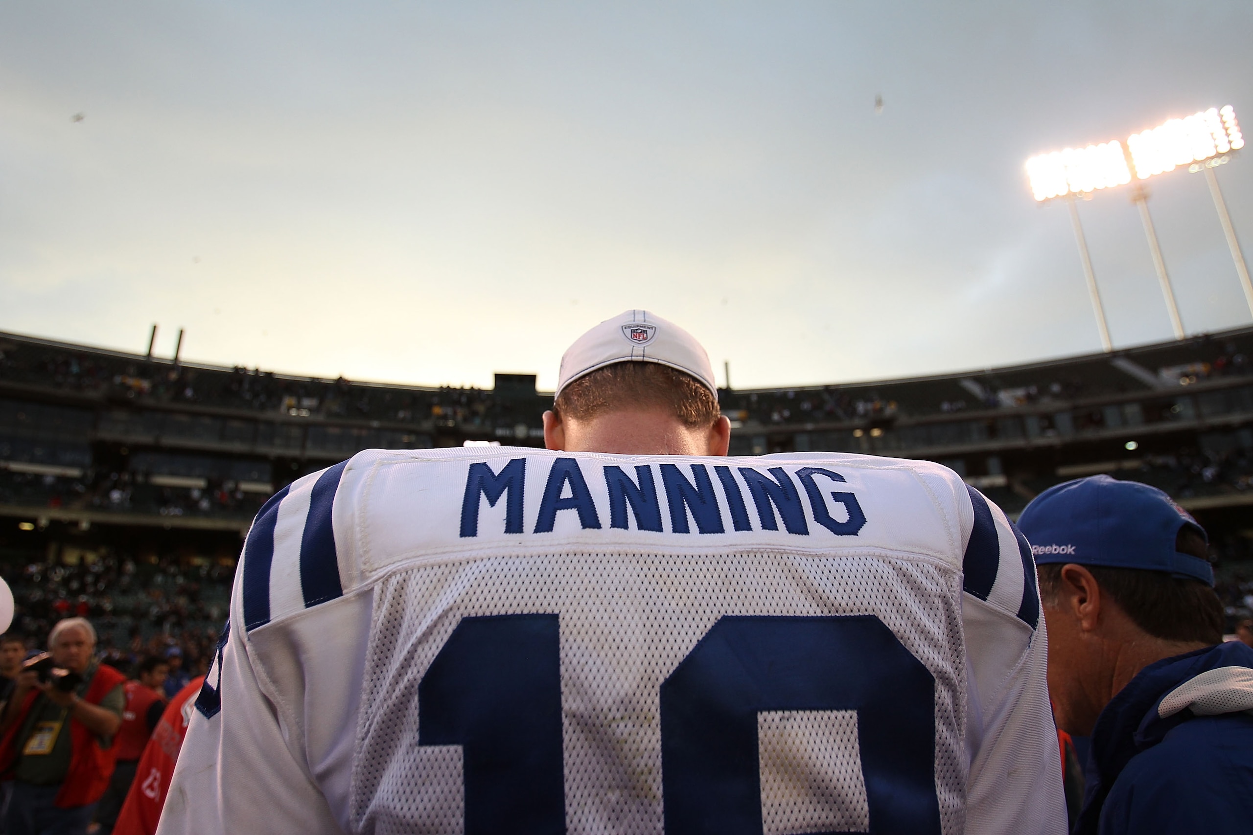 OAKLAND, CA - DECEMBER 26: Peyton leaves the field against the Oakland Raiders during an NFL game at Oakland-Alameda County Coliseum on December 26, 2010 in Oakland, California. (Photo by Jed Jacobsohn/Getty Images) OAKLAND, CA - DECEMBER 26: Peyton leaves the field against the Oakland Raiders during an NFL game at Oakland-Alameda County Coliseum on December 26, 2010 in Oakland, California. (Photo by Jed Jacobsohn/Getty Images)