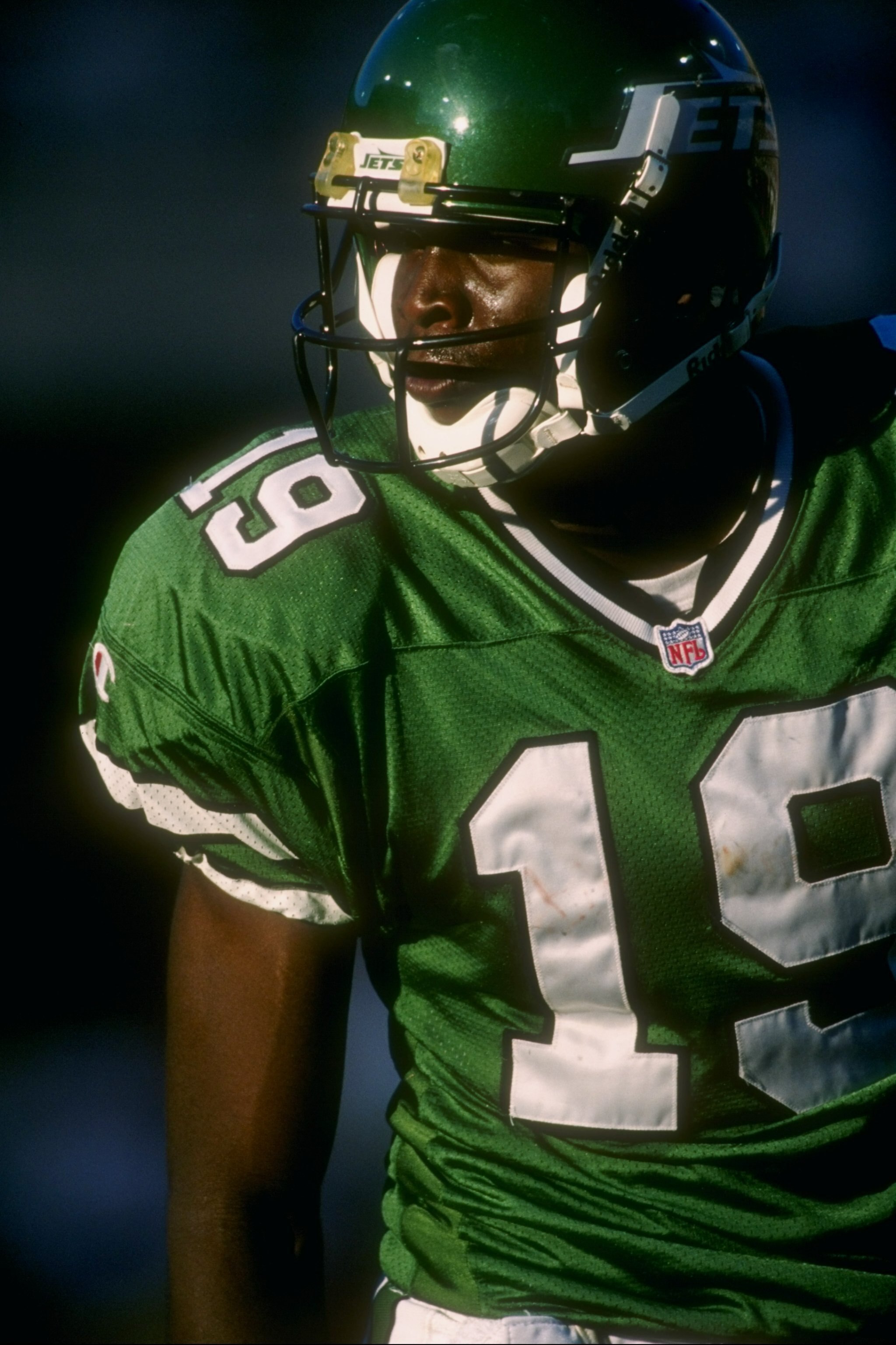 27 Oct 1996:  Wide receiver Keyshawn Johnson of the New York Jets during the Jes 31-21 victory over the Arizona Cardinals at Sun Devil Stadium in Tempe, Arizona. Mandatory Credit: Stephen Dunn  /Allsport