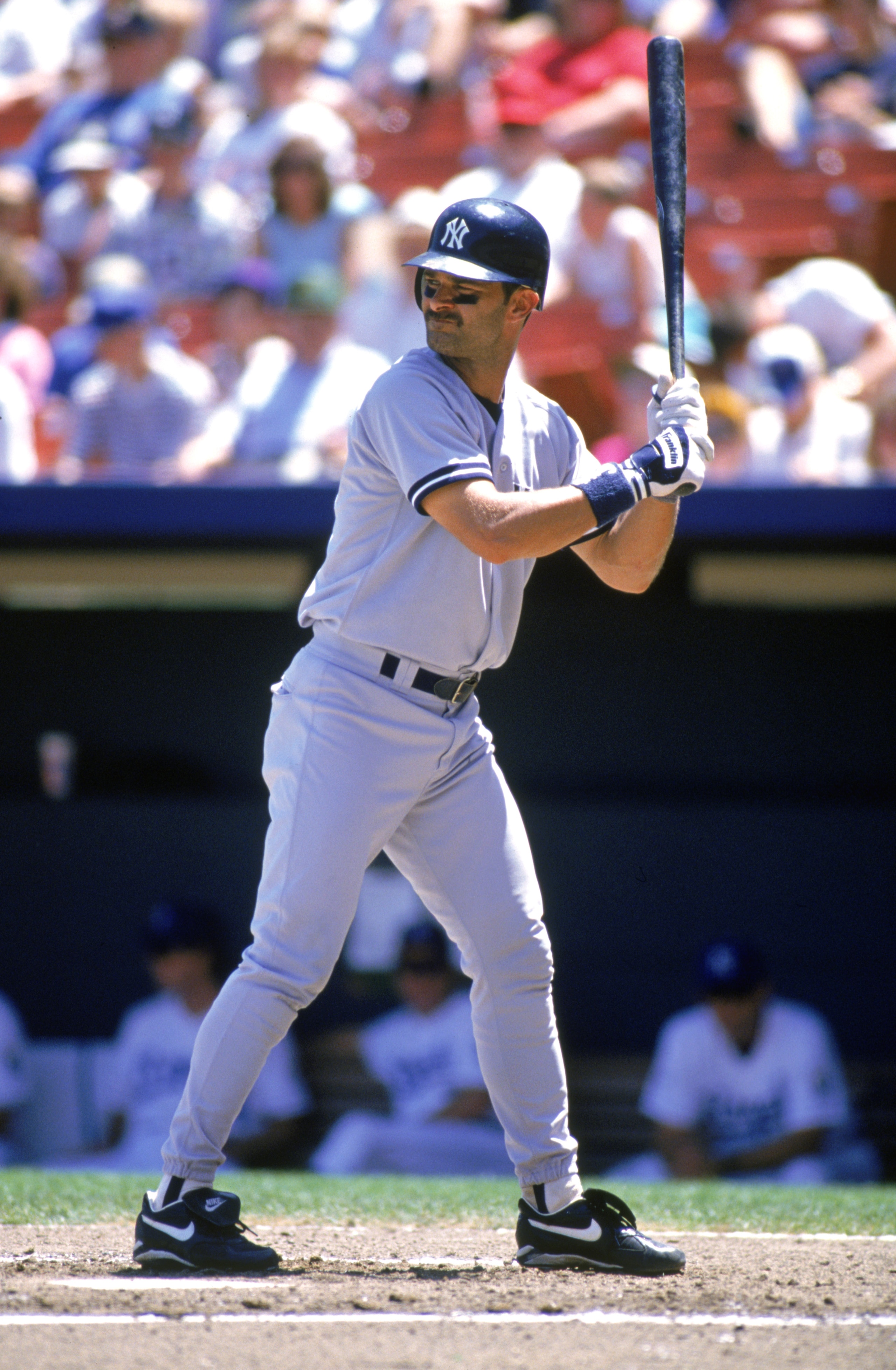 KANSAS CITY, MO - JUNE 27:  Don Mattingly #23 of the New York Yankees stands ready at the plate during a game against the Kansas City Royals at Kauffman Stadium on June 27, 1995 in Kansas City, Missouri.  Yankees won 1-0.  (Photo by Jonathan Daniel/Getty