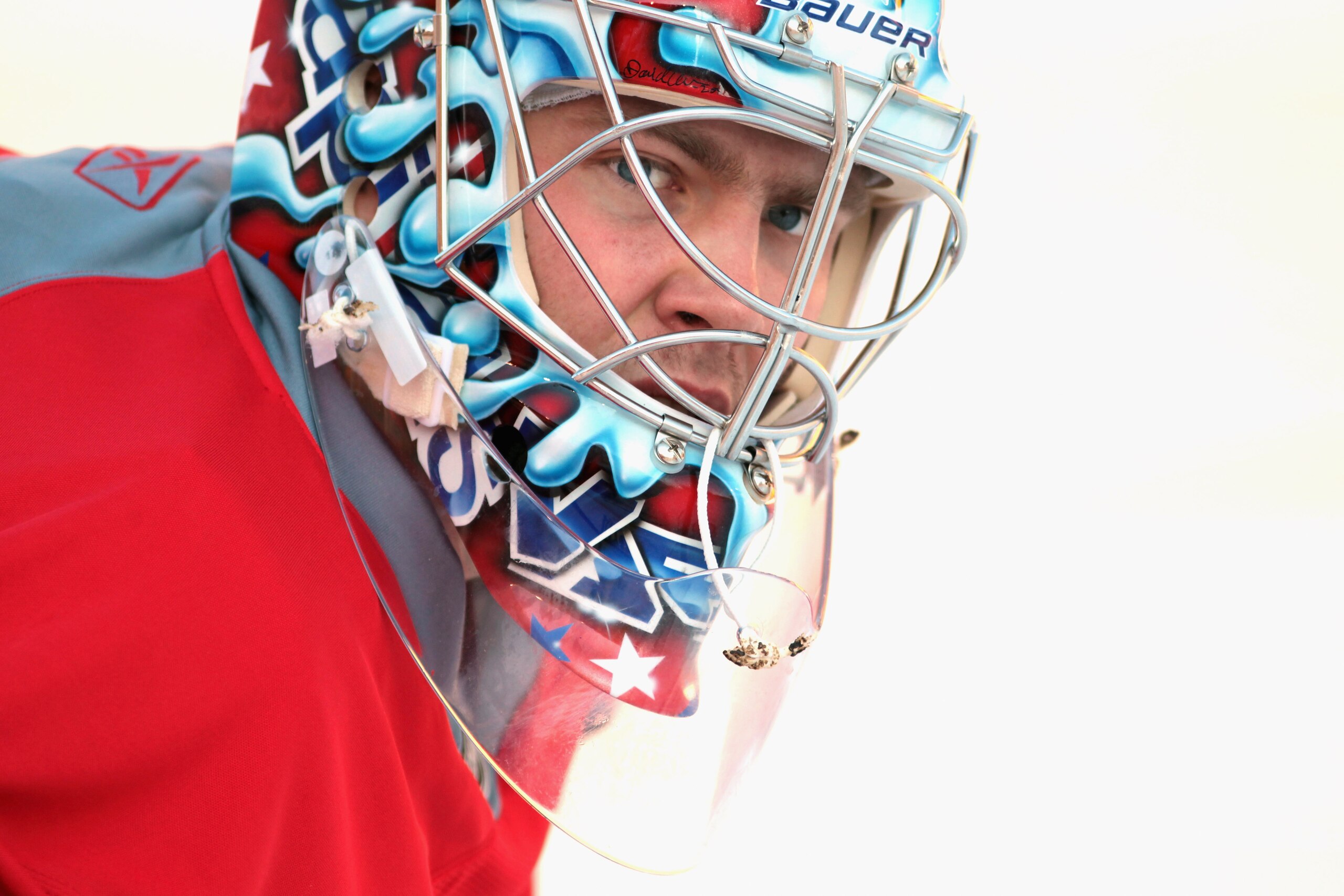 PITTSBURGH, PA - DECEMBER 31:  Goalie Semyon Varlamov #1 of the Washington Capitals looks on during practice for the 2011 NHL Winter Classic between the Capitals and the Pittsburgh Penguins on December 31, 2010 at Heinz Field in Pittsburgh, Pennsylvania.