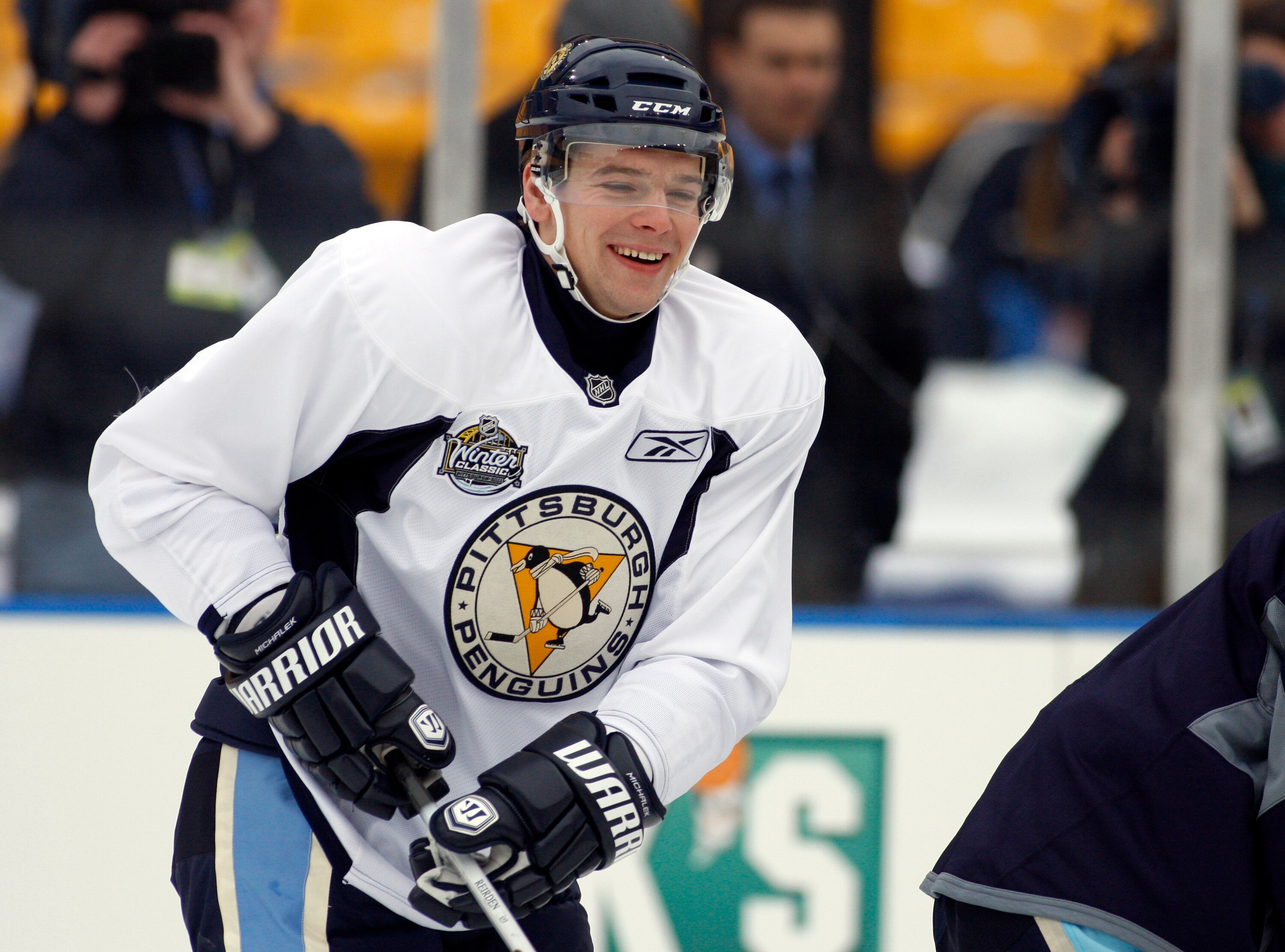 PITTSBURGH, PA - DECEMBER 31:  Zbynek Michalek #4 of the Pittsburgh Penguins skates during the 2011 NHL Winter Classic Practice on December 31, 2010 at Heinz Field in Pittsburgh, Pennsylvania.  (Photo by Justin K. Aller/Getty Images)