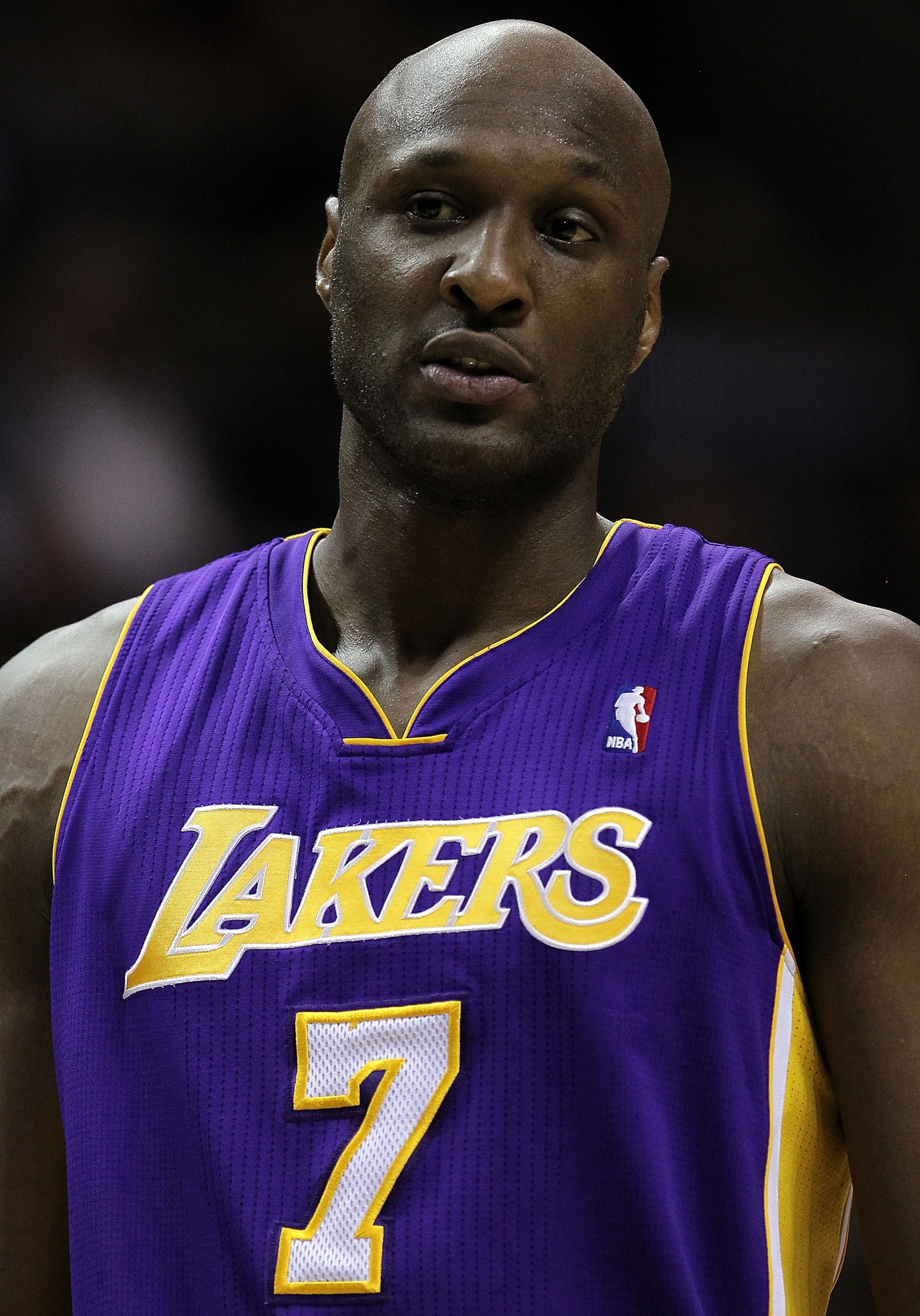SAN ANTONIO, TX - DECEMBER 28:  Forward Lamar Odom #7 of the Los Angeles Lakers at AT&T Center on December 28, 2010 in San Antonio, Texas.  NOTE TO USER: User expressly acknowledges and agrees that, by downloading and/or using this photograph, user is con