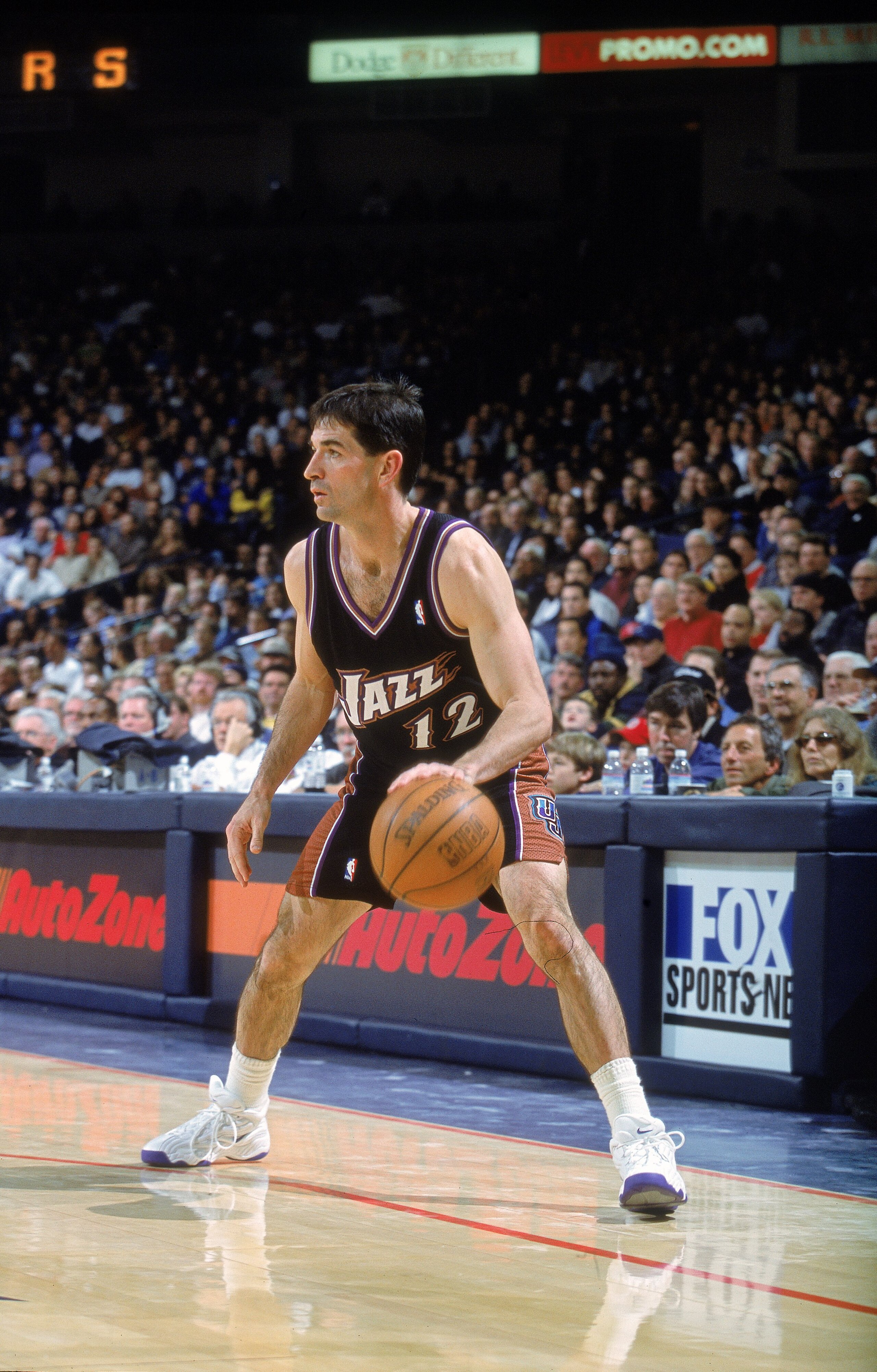 29 Dec 2000: John Stockton #12 of the Utah Jazz dribbles the ball durng the game against the Golden State Warriors at The Arena of Oakland in California. The Warriors defeated the Jazz 100-89. NOTE TO USER: It is expressly understood that the only ri 29 Dec 2000: John Stockton #12 of the Utah Jazz dribbles the ball durng the game against the Golden State Warriors at The Arena of Oakland in California. The Warriors defeated the Jazz 100-89. NOTE TO USER: It is expressly understood that the only ri