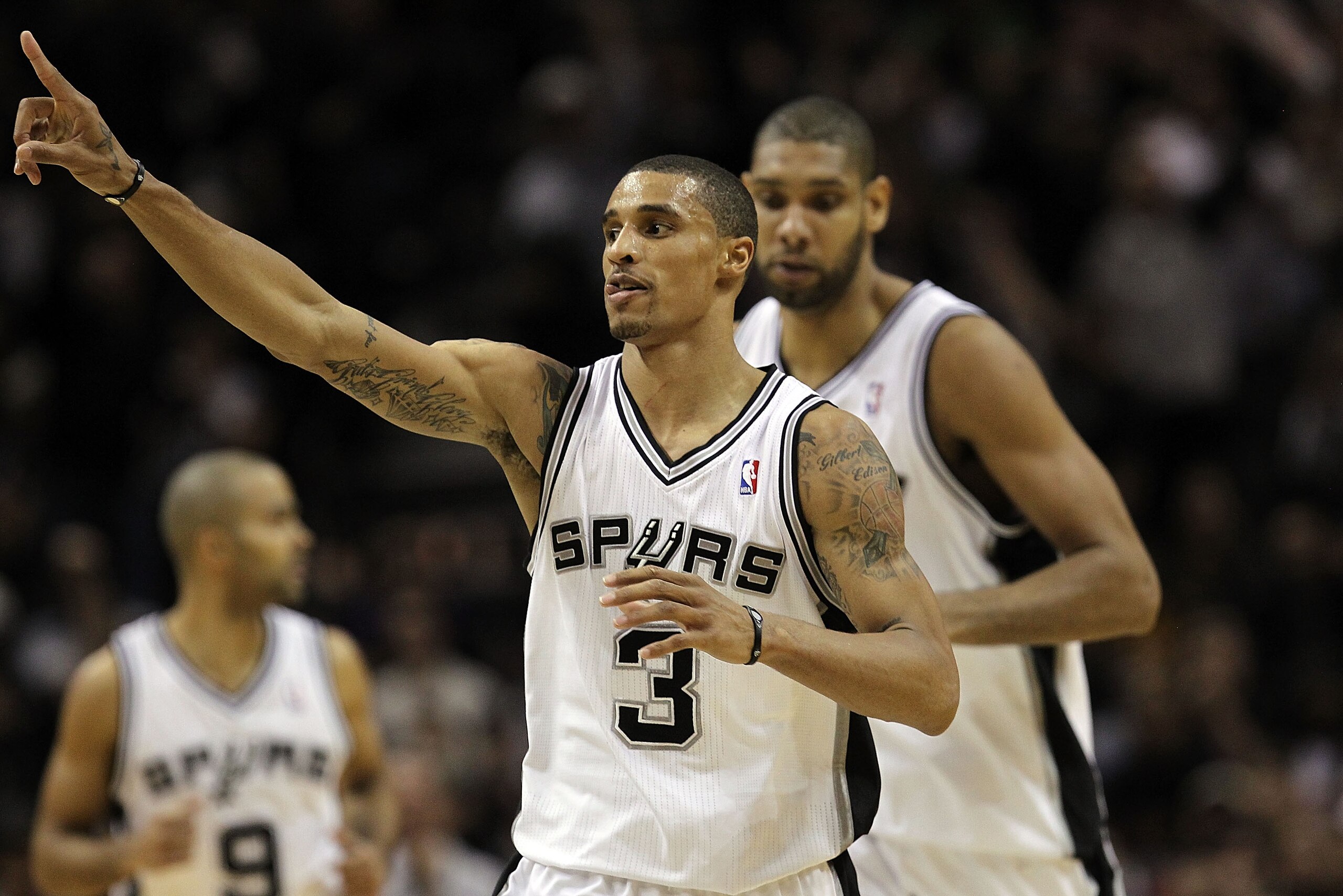 SAN ANTONIO, TX - DECEMBER 28:  Guard George Hill #3 of the San Antonio Spurs during play against the Los Angeles Lakers at AT&T Center on December 28, 2010 in San Antonio, Texas.  NOTE TO USER: User expressly acknowledges and agrees that, by downloading 