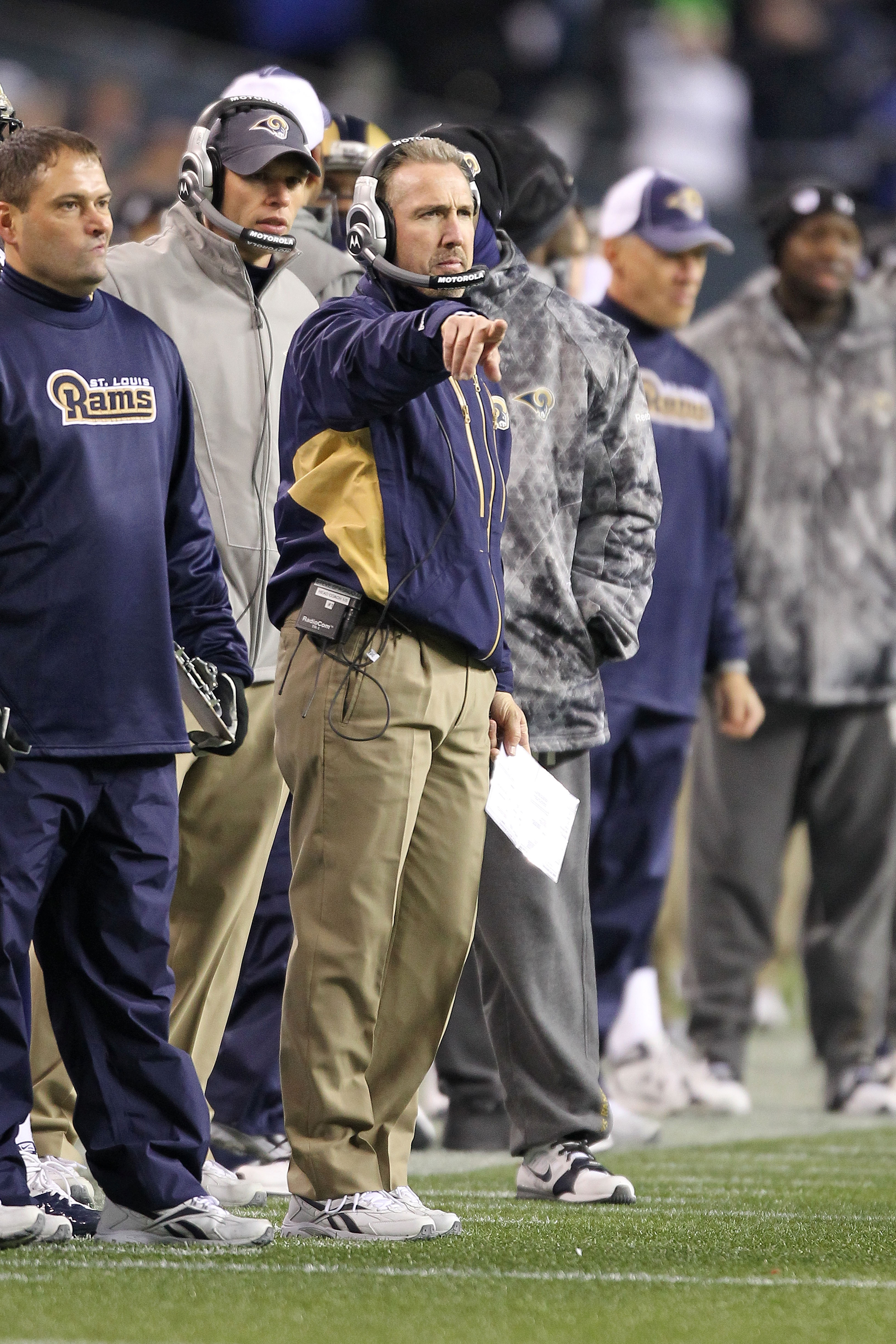 SEATTLE, WA - JANUARY 02:  Head coach Steve Spagnuolo of the St. Louis Rams looks on during their game against the Seattle Seahawks at Qwest Field on January 2, 2011 in Seattle, Washington.  (Photo by Otto Greule Jr/Getty Images)