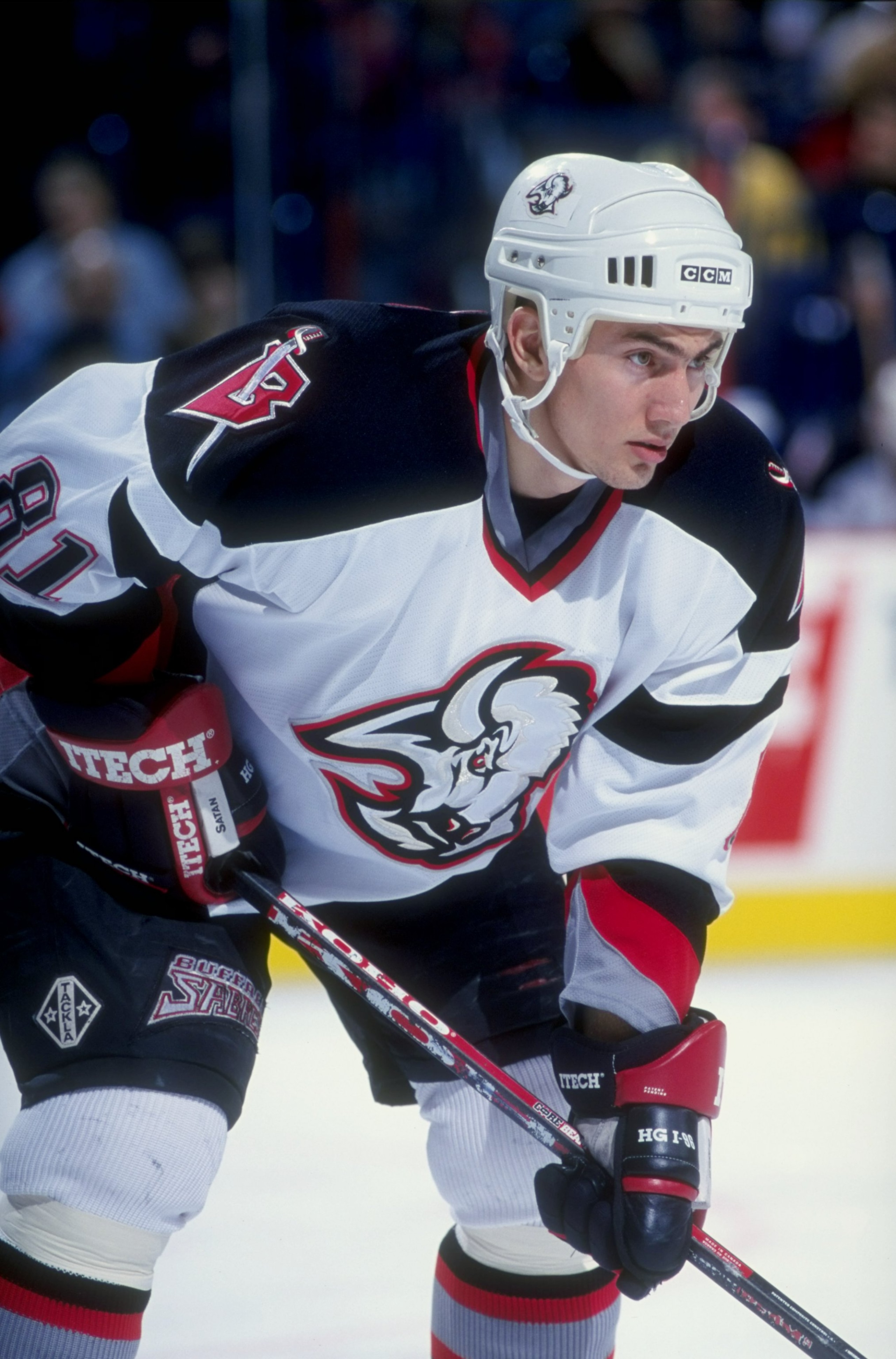 25 Nov 1998:  Leftwinger Miroslav Satan #81 of the Buffalo Sabres in action during a game against the New York Rangers at Marine Midland Arena in Buffalo, New York. The Sabres defeated the Rangers 4-1. Mandatory Credit: Rick Stewart  /Allsport