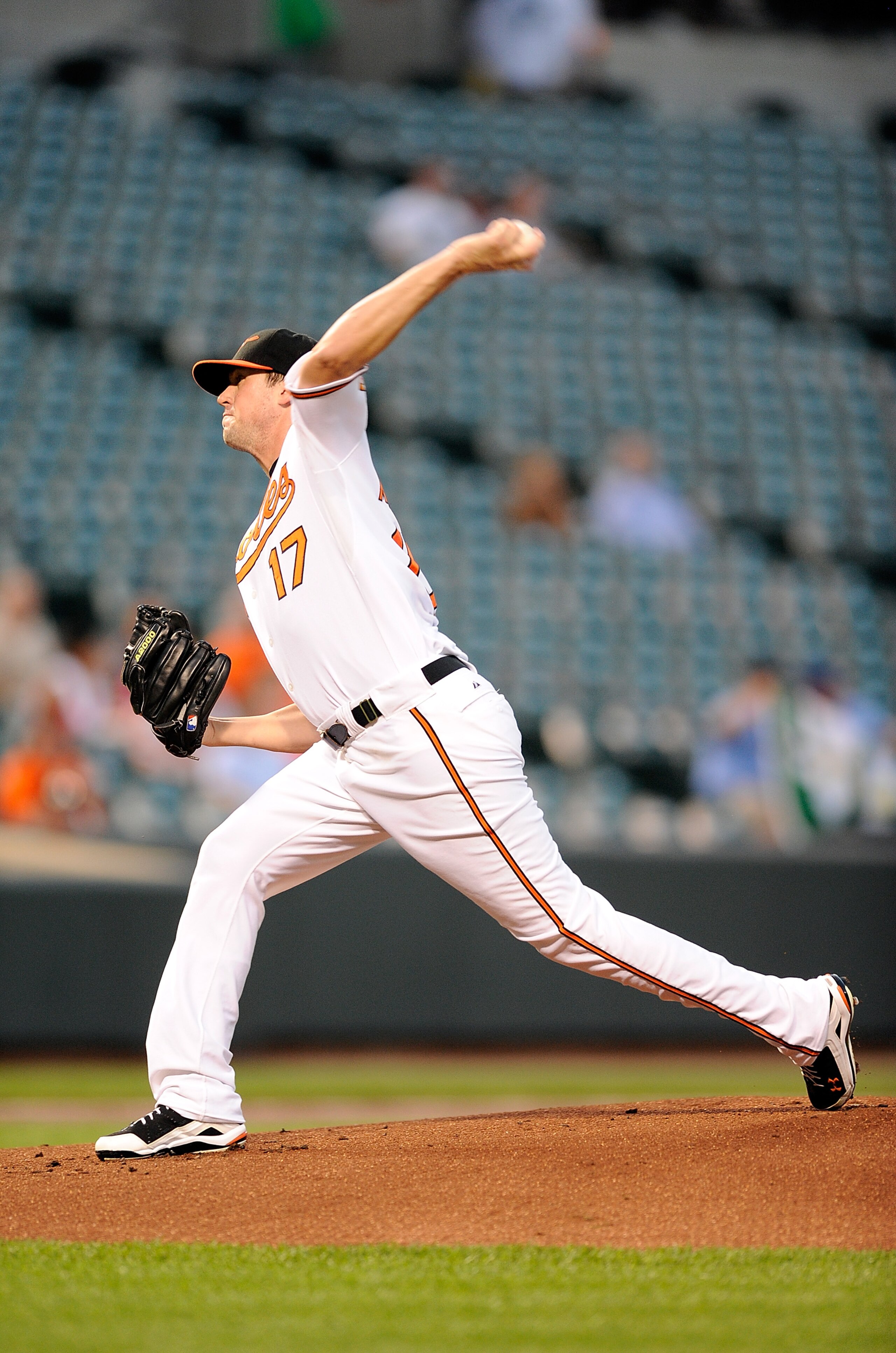 BALTIMORE - SEPTEMBER 13:  Brian Matusz #17 of the Baltimore Orioles pitches against the Toronto Blue Jays at Camden Yards on September 13, 2010 in Baltimore, Maryland.  (Photo by Greg Fiume/Getty Images)