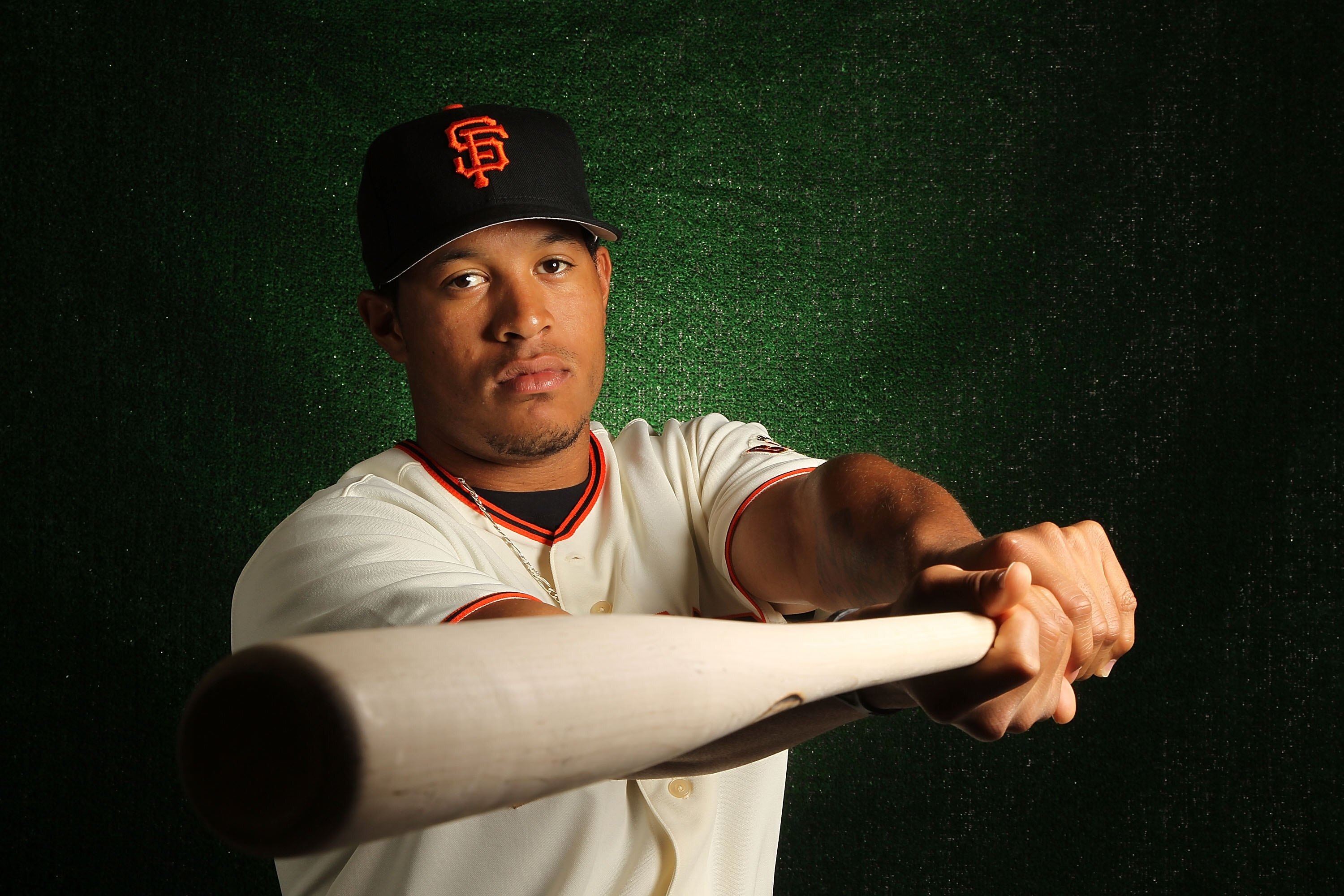SCOTTSDALE, AZ - FEBRUARY 28:  Thomas Neal of the San Francisco Giants poses during media photo day on February 28, 2010 at Scottsdale Stadium in Scottsdale, Arizona.  (Photo by Jed Jacobsohn/Getty Images)