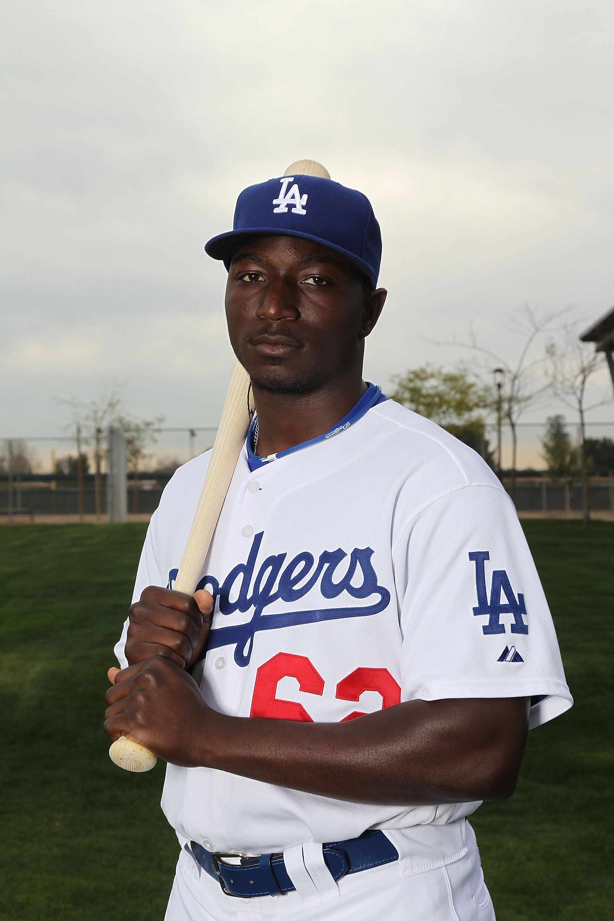 GLENDALE, AZ - FEBRUARY 27:  Trayvon Robinson of the Los Angeles Dodgers poses during media photo day on February 27, 2010 at the Ballpark at Camelback Ranch, in Glendale, Arizona.  (Photo by Jed Jacobsohn/Getty Images)