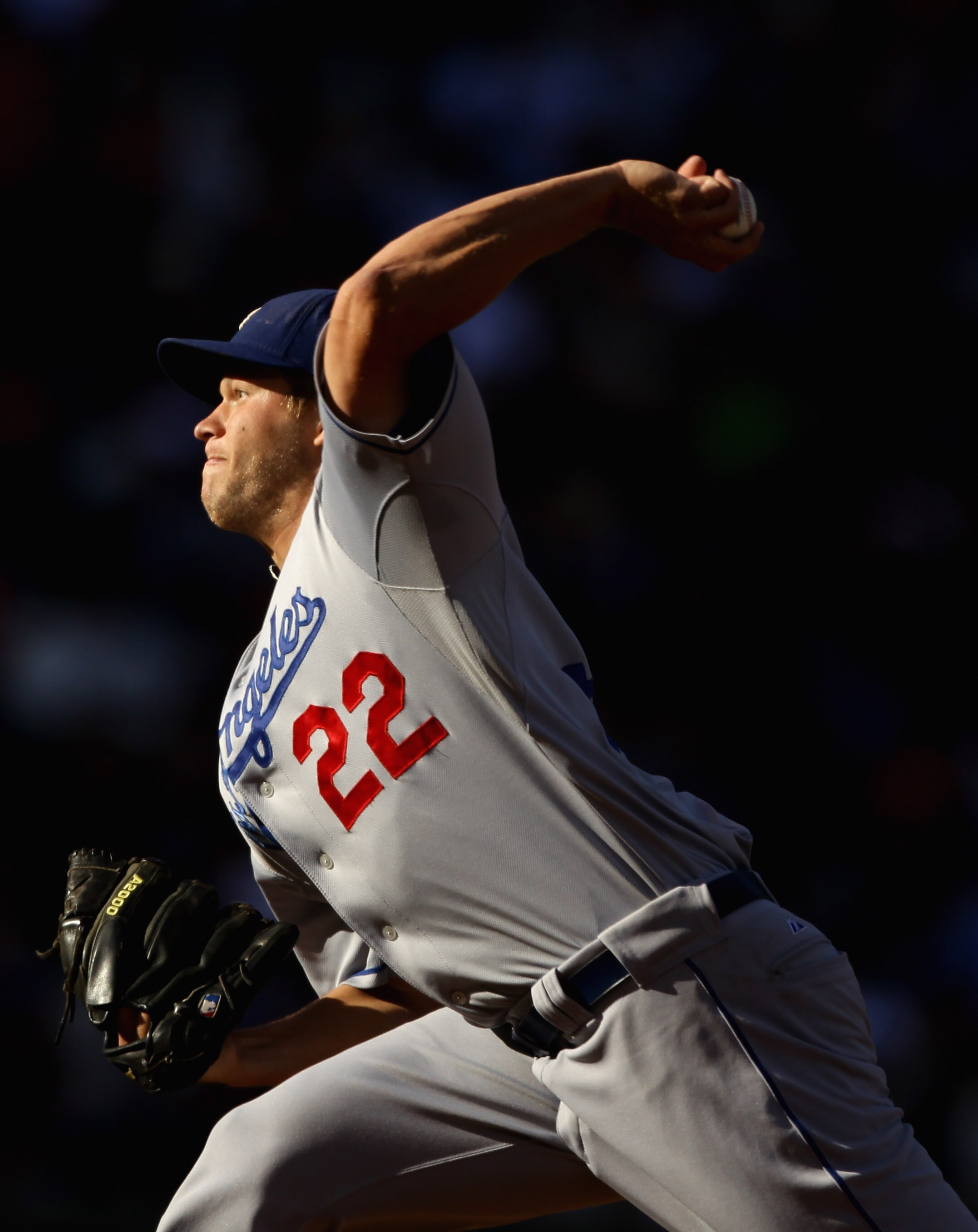 SAN FRANCISCO - AUGUST 01:  Clayton Kershaw #22 of the Los Angeles Dodgers pitches against the San Francisco Giants at AT&T Park on August 1, 2010 in San Francisco, California.  (Photo by Ezra Shaw/Getty Images)