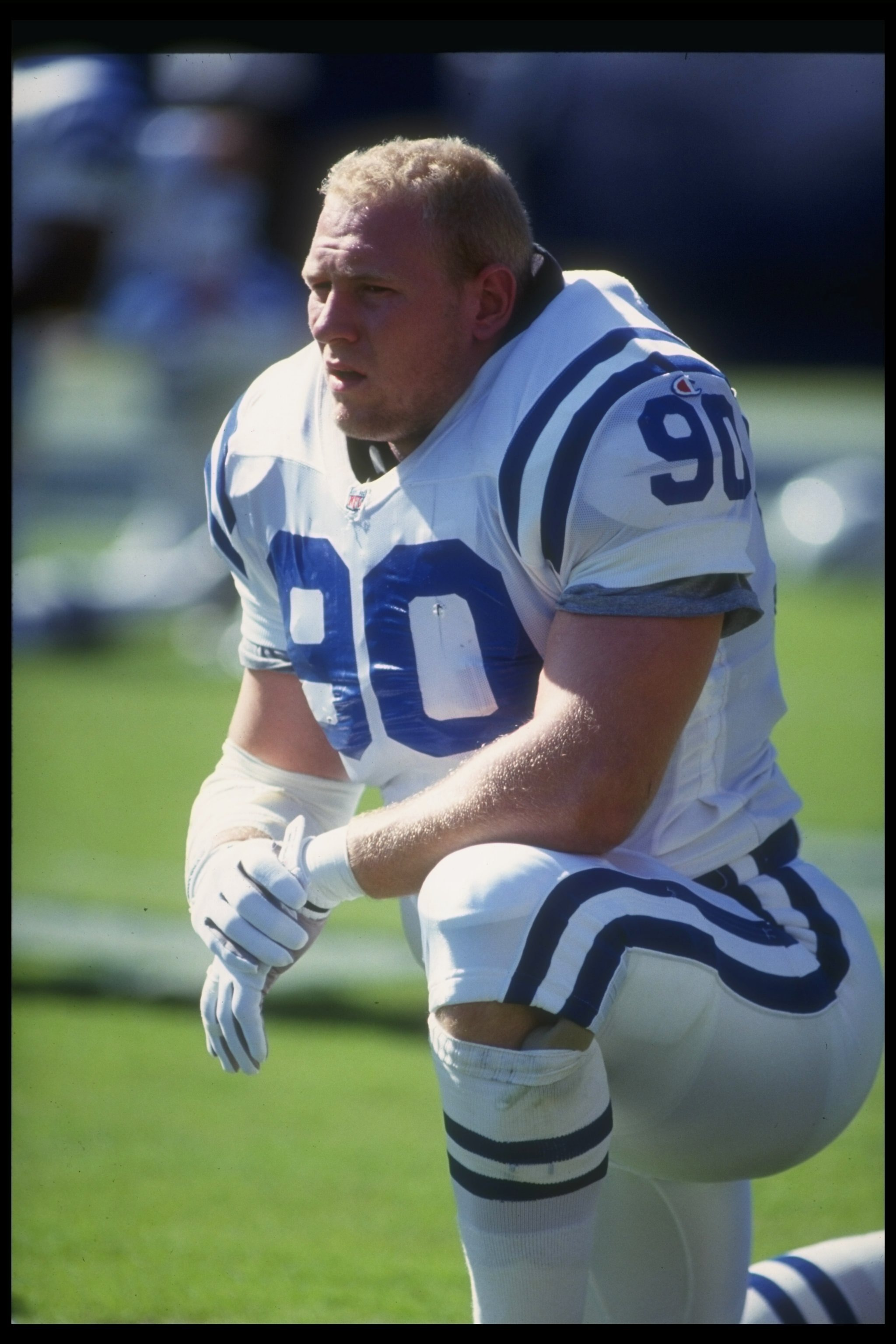 1 Nov 1992:  Defensive lineman Steve Emtman of the Indianapolis Colts looks on during a game against the San Diego Chargers at the RCA Dome in Indianapolis, Indiana.  The Chargers won the game, 26-0. Mandatory Credit: Gary Newkirk  /Allsport