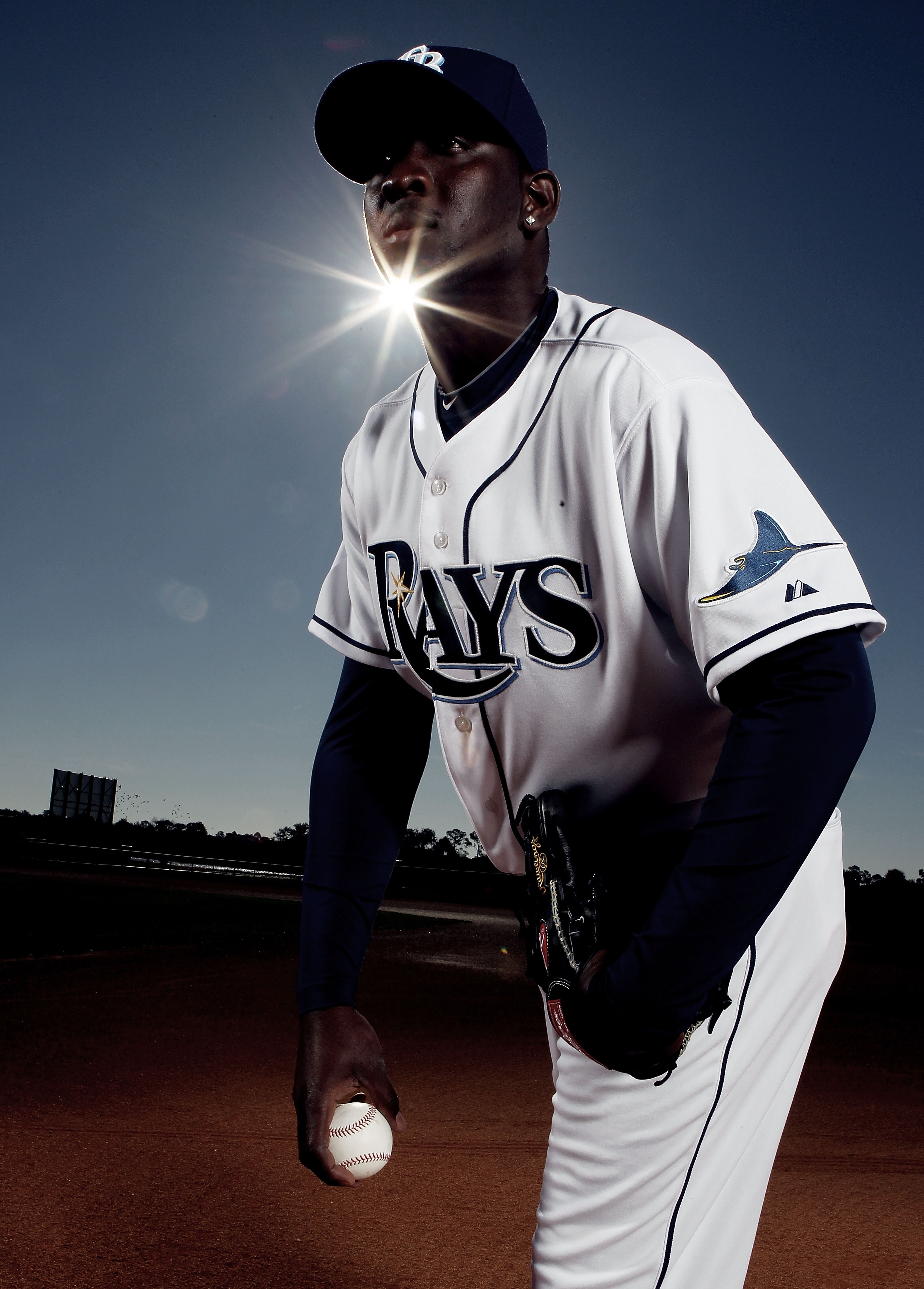 PORT CHARLOTTE, FL - FEBRUARY 26:  (EDITOR'S NOTE: IMAGE HAS BEEN DIGITALLY DESATURATED) Rafael Soriano  #29 of the Tampa Bay Rays poses for a photo during Spring Training Media Photo Day at Charlotte County Sports Park on February 26, 2010 in Port Charlo