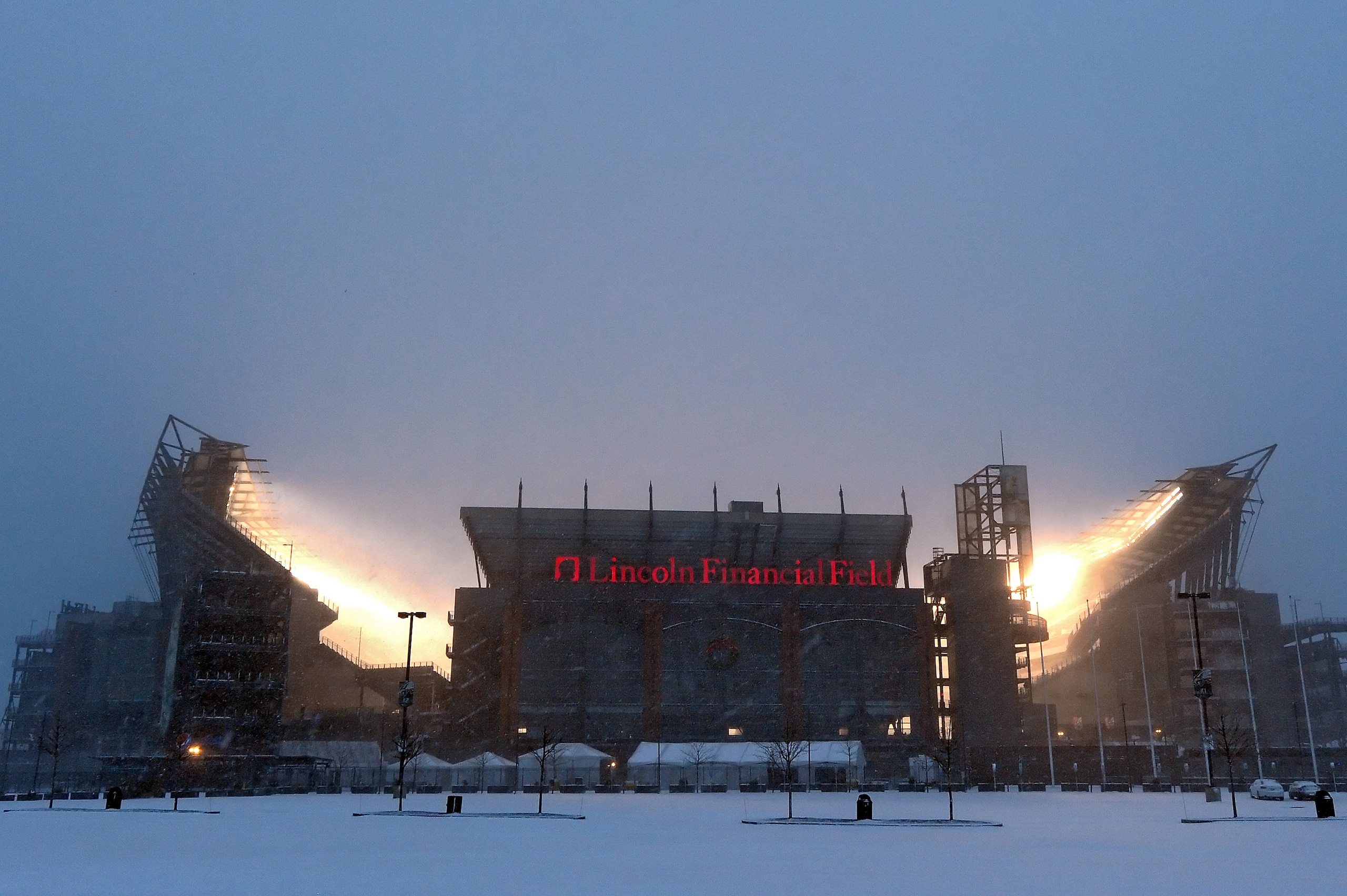 PHILADELPHIA - DECEMBER 26: A general view of Lincoln Financial Field during a blizzard on December 26, 2010 in Philadelphia, Pennsylvania. The game between the Minnesota Vikings and Philadelphia Eagles was postponed by the NFL.(Photo by Drew Hallowell/Ge