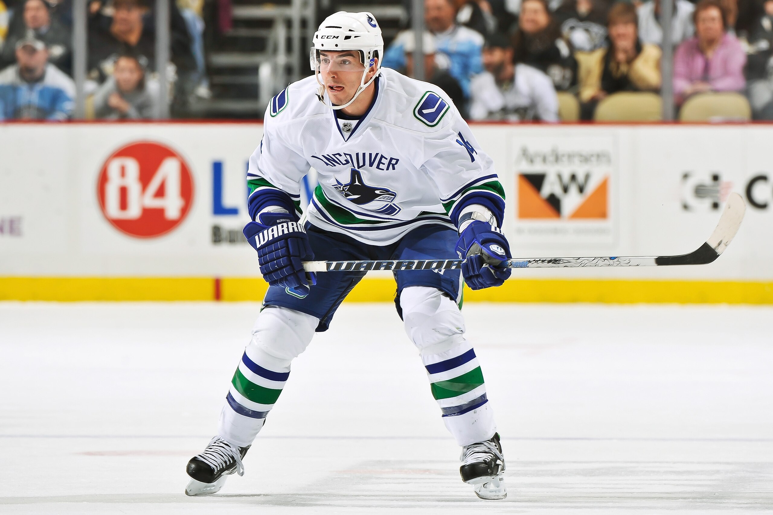 PITTSBURGH - NOVEMBER 17:  Alexandre Burrows #14 of the Vancouver Canucks skates against the Pittsburgh Penguins on November 17, 2010 at Consol Energy Center in Pittsburgh, Pennsylvania.  (Photo by Jamie Sabau/Getty Images)
