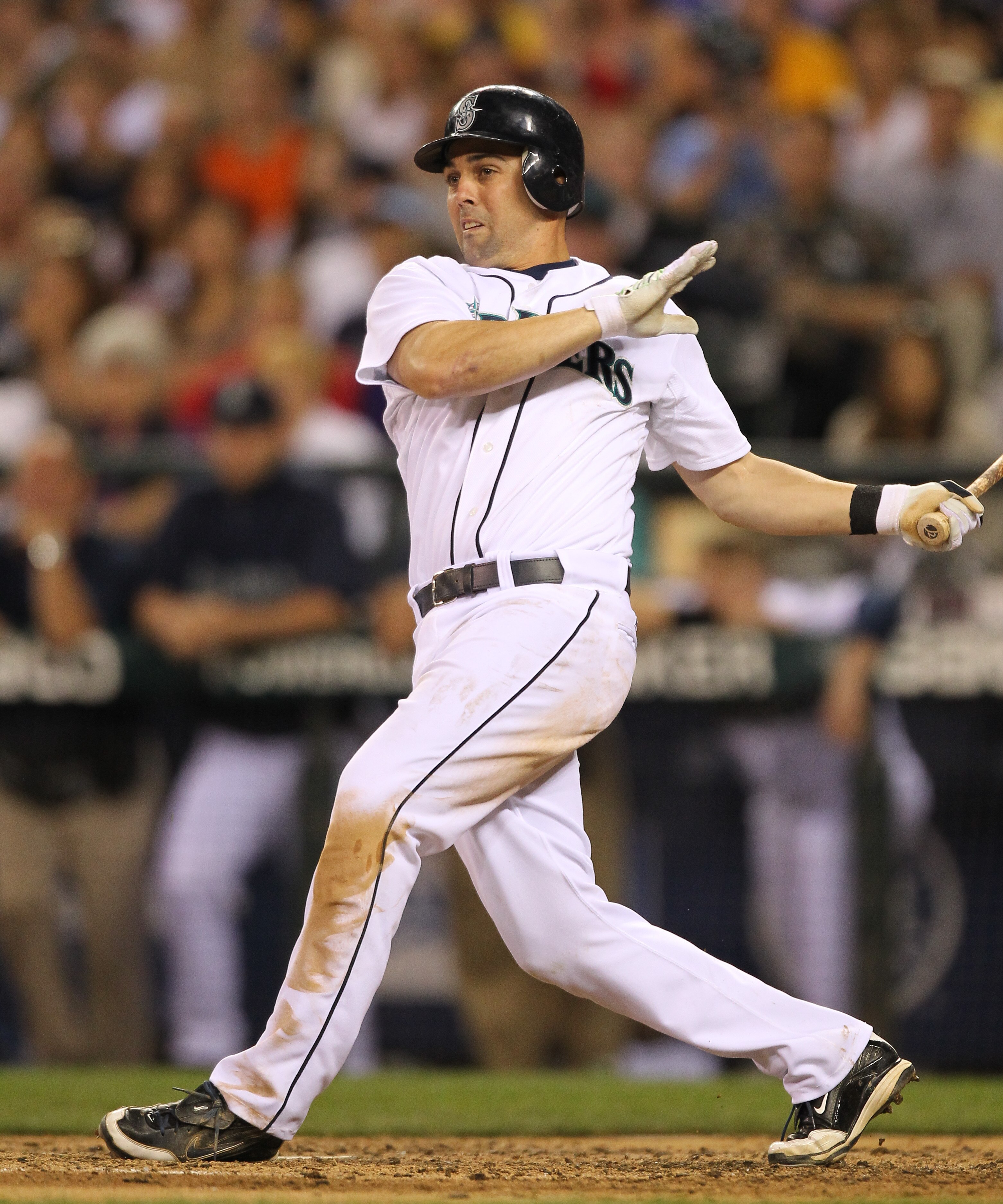 SEATTLE - JULY 24:  Jack Wilson #2 of the Seattle Mariners bats against the Boston Red Sox at Safeco Field on July 24, 2010 in Seattle, Washington. (Photo by Otto Greule Jr/Getty Images)