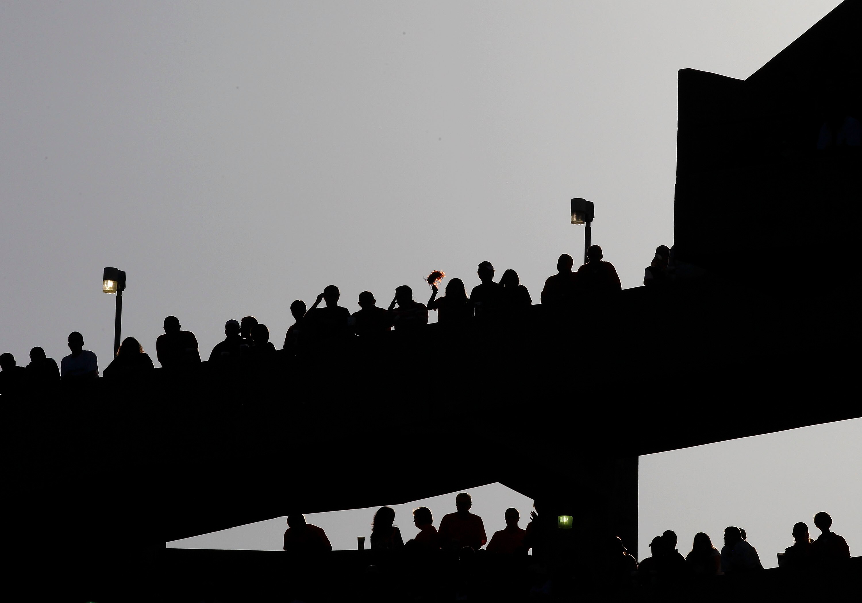 AUBURN - OCTOBER 16:  Fans watch the game between the Arkansas Razorbacks and the Auburn Tigers from the top concourse at Jordan-Hare Stadium on October 16, 2010 in Auburn, Alabama.  (Photo by Mike Zarrilli/Getty Images)