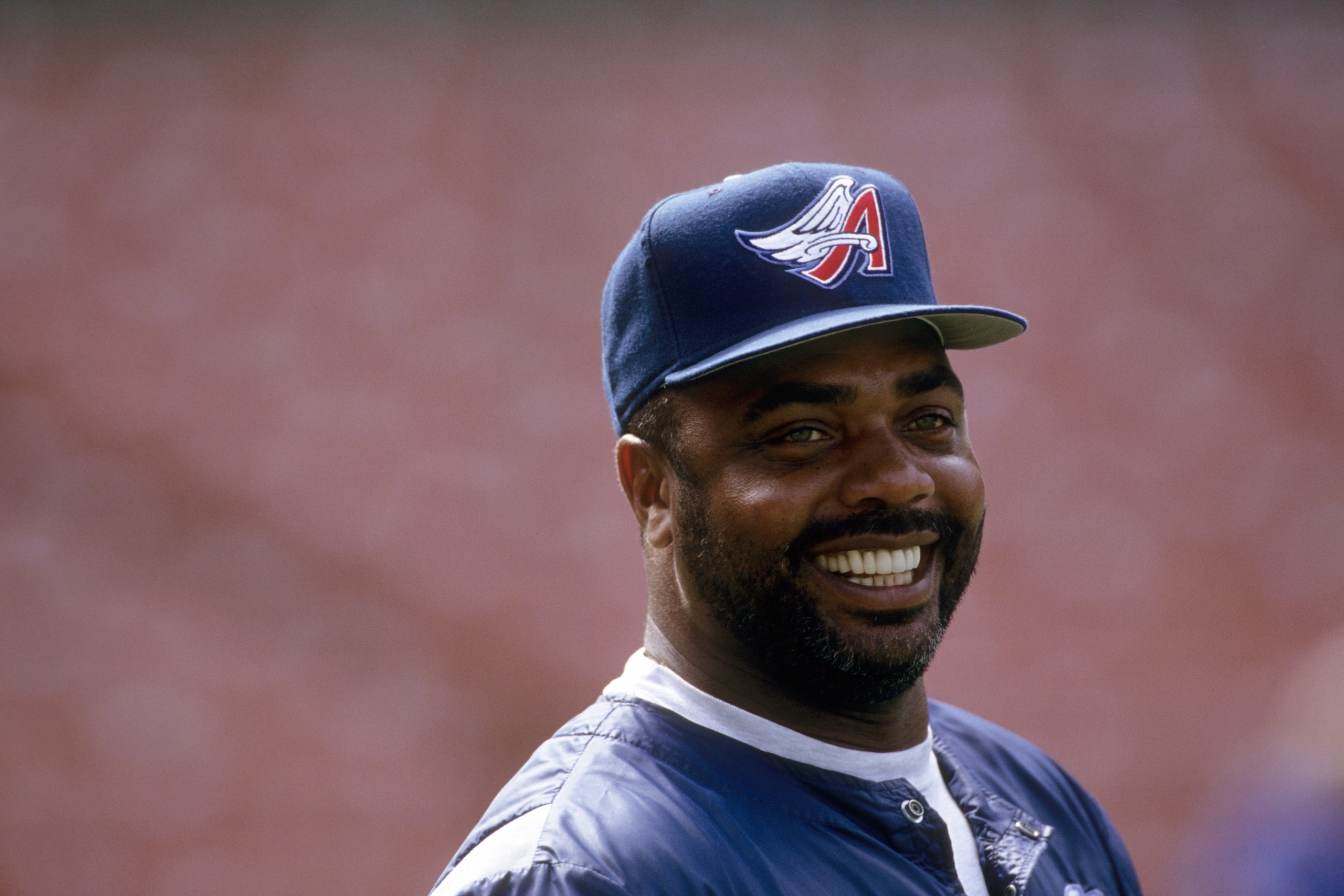 ANAHEIM, CA - AUGUST 10:  Coach Dave Parker of the Anaheim Angels smiles during the game against the Baltimore Orioles at Anaheim Stadium on August 10, 1997 in Anaheim, California. (Photo by Elsa Hasch/Getty Images)
