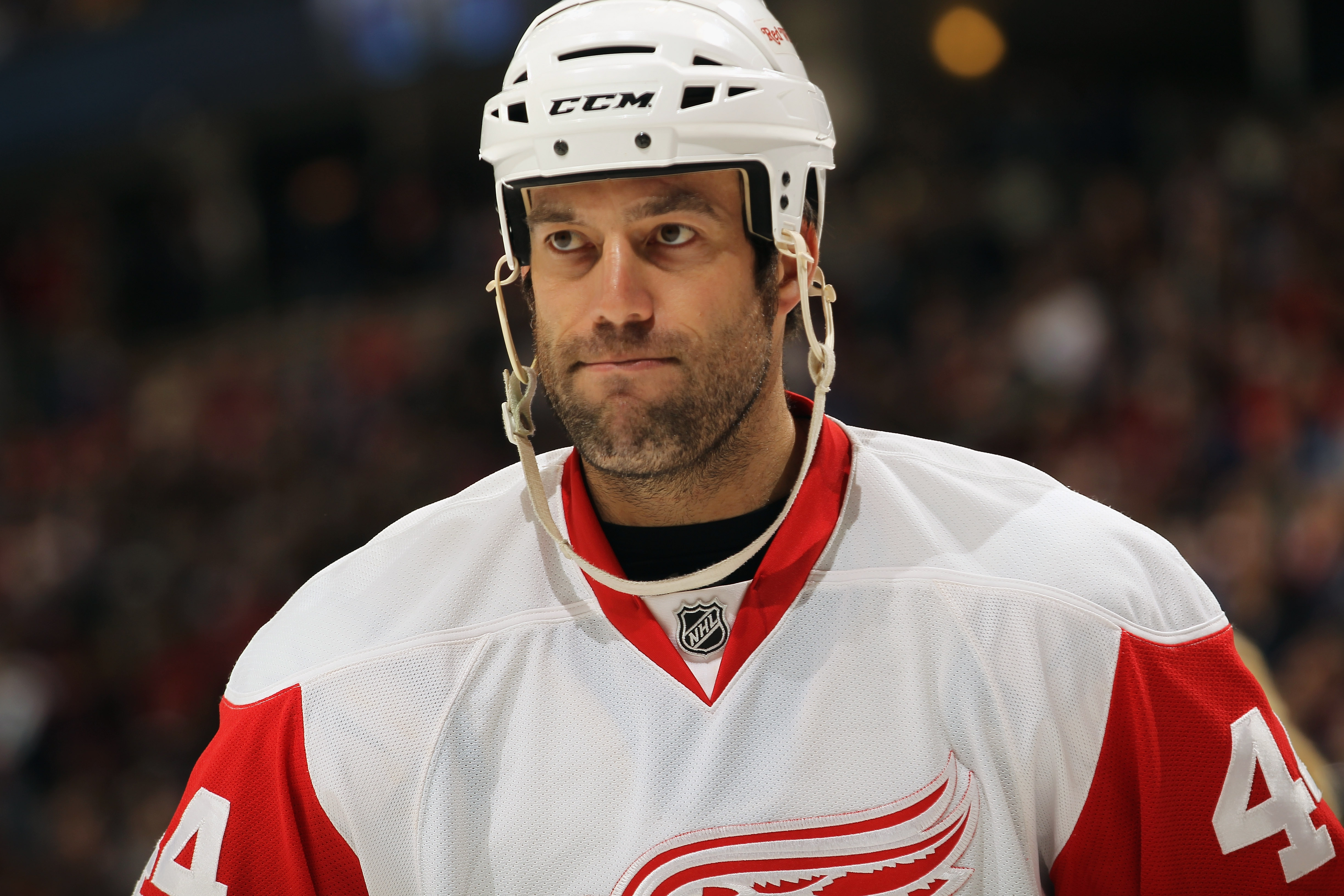 DENVER - DECEMBER 27:  Todd Bertuzzi #44 of the Detroit Red Wings warms up prior to facing the Colorado Avalanche at the Pepsi Center on December 27, 2010 in Denver, Colorado. The Red Wings defeated the Avalanche 4-3 in overtime.  (Photo by Doug Pensinger