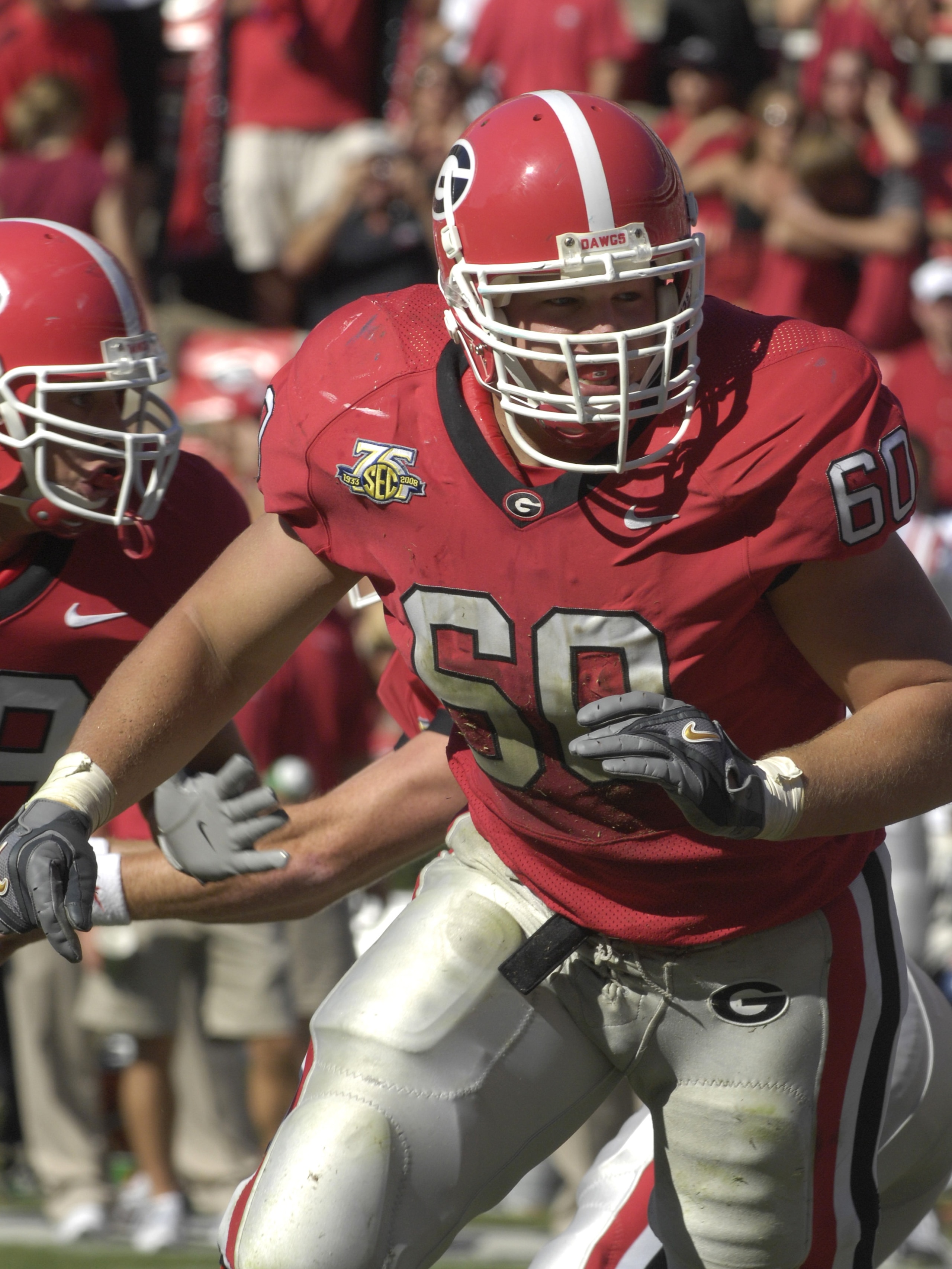 ATHENS, GA - SEPTEMBER 29: Offensive lineman Clint Boling #60 of the Georgia Bulldogs sets to block against the Mississippi Rebels at Sanford Stadium on September 29, 2007 in Athens, Georgia. (Photo by Al Messerschmidt/Getty Images) ATHENS, GA - SEPTEMBER 29: Offensive lineman Clint Boling #60 of the Georgia Bulldogs sets to block against the Mississippi Rebels at Sanford Stadium on September 29, 2007 in Athens, Georgia. (Photo by Al Messerschmidt/Getty Images)