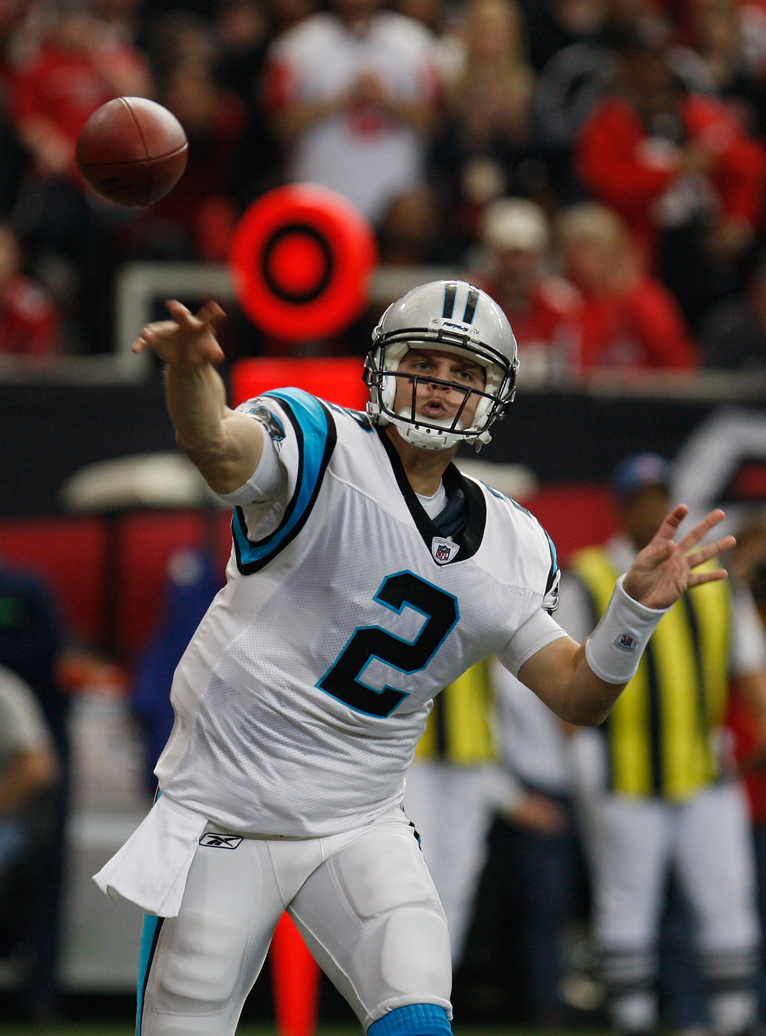 ATLANTA, GA - JANUARY 02: Jimmy Clausen #2 of the Carolina Panthers throws a pass in the second quarter during their game against the Atlanta Falcons at the Georgia Dome on January 2, 2011 in Atlanta, Georgia. (Photo by Scott Halleran/Getty Images) ATLANTA, GA - JANUARY 02: Jimmy Clausen #2 of the Carolina Panthers throws a pass in the second quarter during their game against the Atlanta Falcons at the Georgia Dome on January 2, 2011 in Atlanta, Georgia. (Photo by Scott Halleran/Getty Images)
