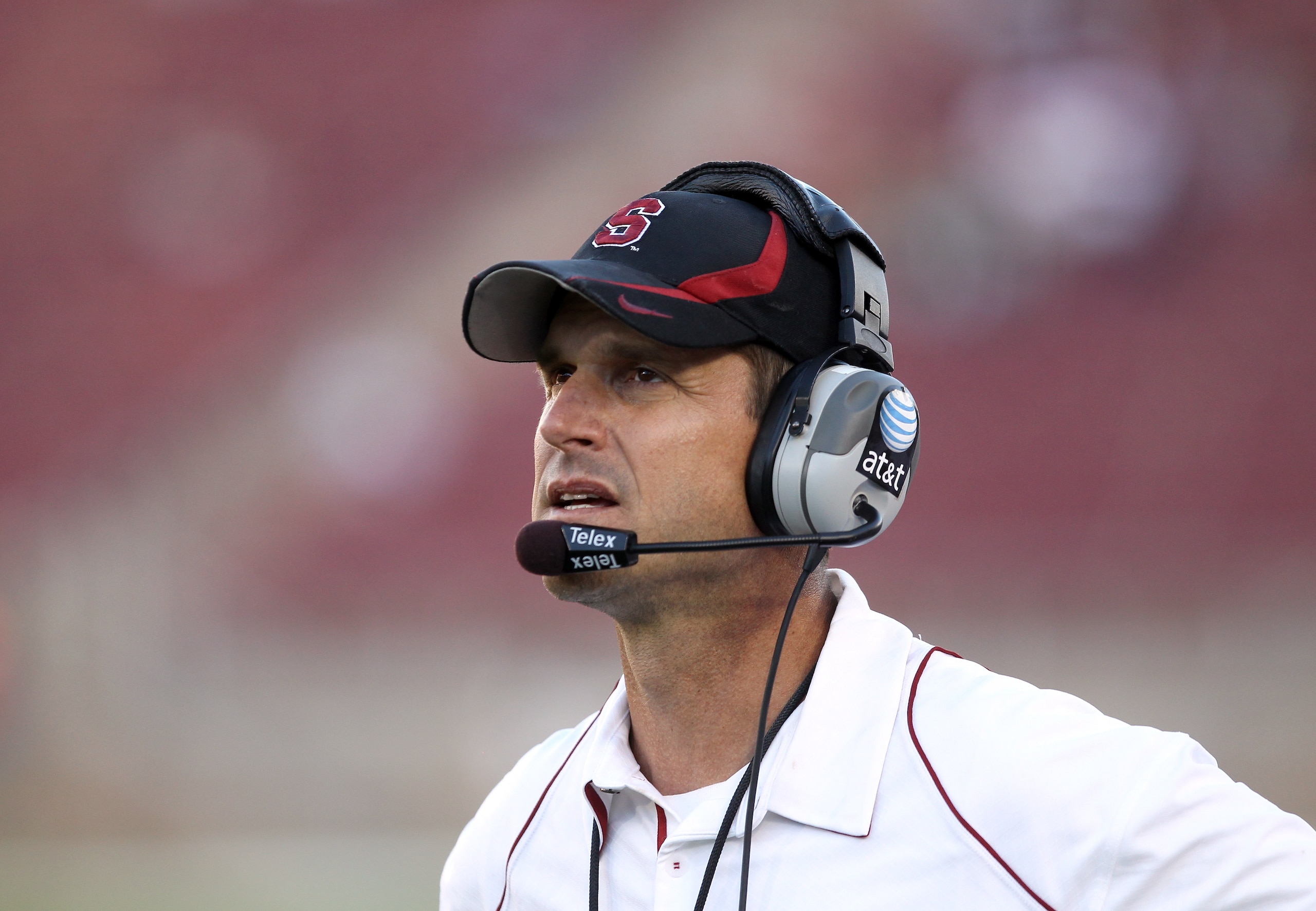 PALO ALTO, CA - SEPTEMBER 04: Head coach Jim Harbaugh of the Stanford Cardinal watches his team play against the Sacramento State Hornets at Stanford Stadium on September 4, 2010 in Palo Alto, California. (Photo by Ezra Shaw/Getty Images) PALO ALTO, CA - SEPTEMBER 04: Head coach Jim Harbaugh of the Stanford Cardinal watches his team play against the Sacramento State Hornets at Stanford Stadium on September 4, 2010 in Palo Alto, California. (Photo by Ezra Shaw/Getty Images)