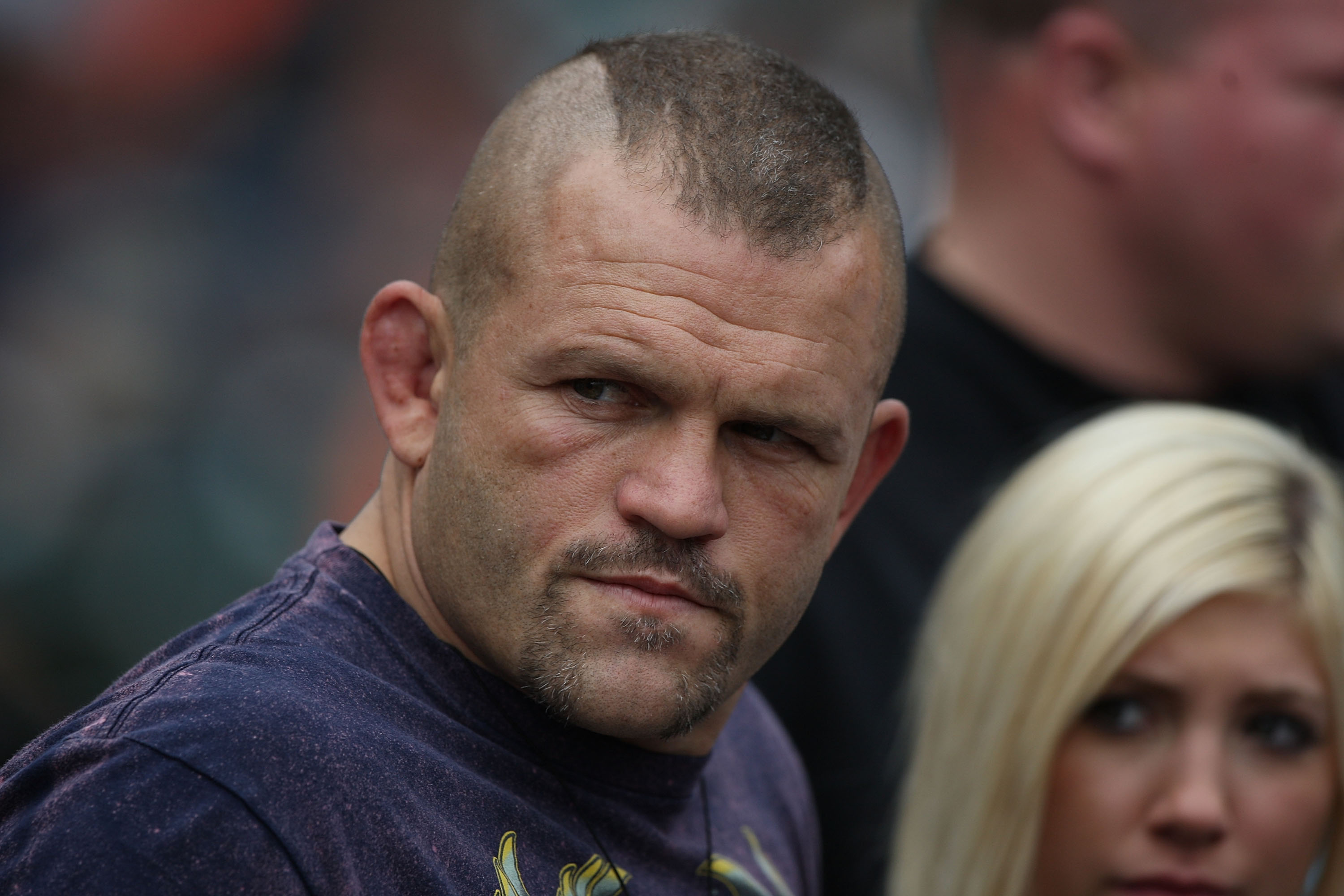 SAN FRANCISCO - SEPTEMBER 13: UFC fighter Chuck Liddell looks on before the San Francisco Giants and Los Angeles Dodgers Major League Baseball game at AT&T Park on September 13, 2009 in San Francisco, California. (Photo by Jed Jacobsohn/Getty Images)