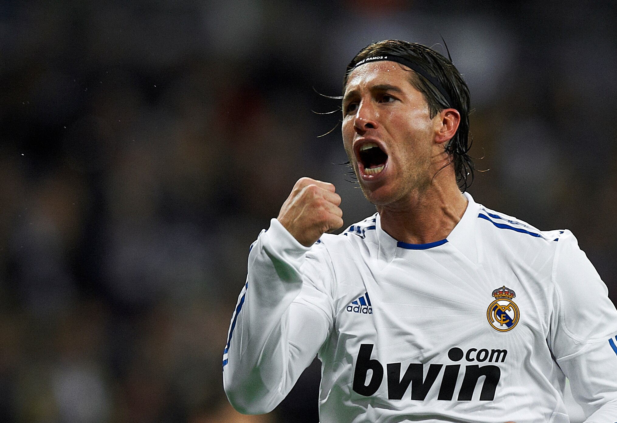MADRID, SPAIN - NOVEMBER 20:  Sergio Ramos of Real Madrid celebrates after scoring during the La Liga match between Real Madrid and Athletic Bilbao at Estadio Santiago Bernabeu on November 20, 2010 in Madrid, Spain. Real Madrid won 5-1.  (Photo by Manuel