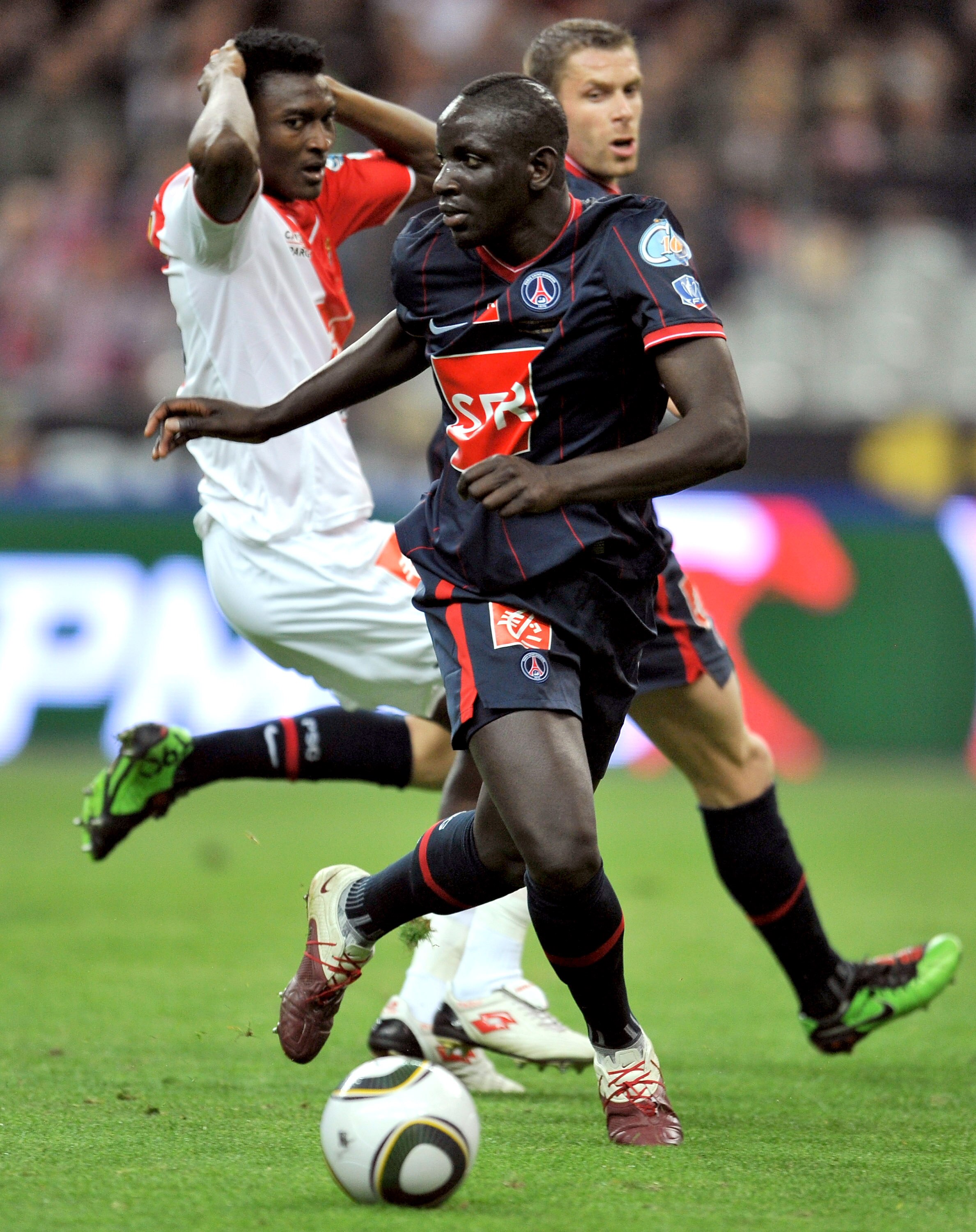 PARIS - MAY 01: Defender Mamadou Sakho of Paris Saint Germain football club is seen during the French Football Cup Final at Stade de France on May 1, 2010 in Paris, France. (Photo by Pascal Le Segretain/Getty Images)
