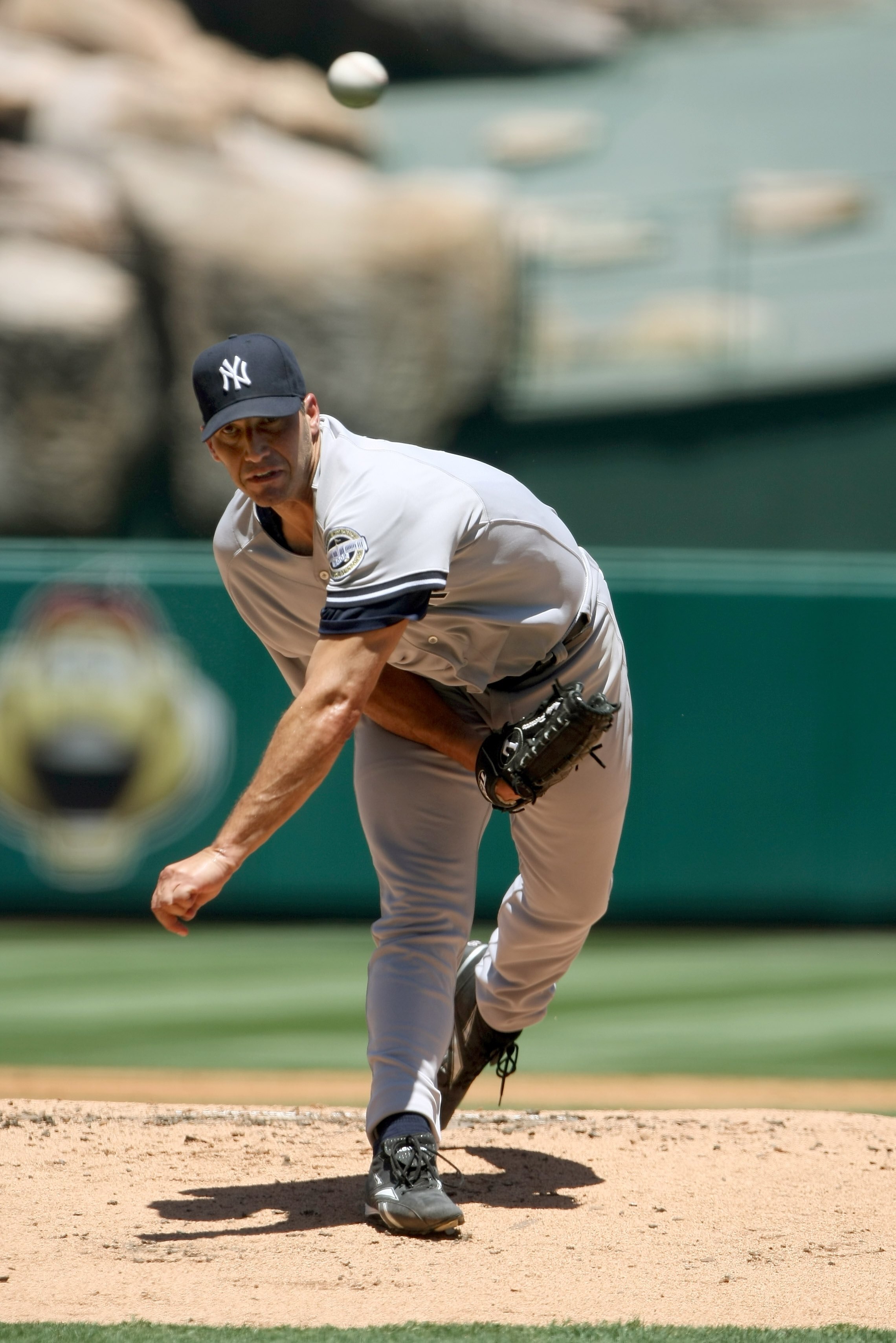 ANAHEIM, CA - JULY 11:  Pitcher Andy Pettitte #46 of the New York Yankees throws a pitch against the Los Angeles Angels of Anaheim on July 11, 2009 at Angel Stadium in Anaheim, California.  (Photo by Stephen Dunn/Getty Images)