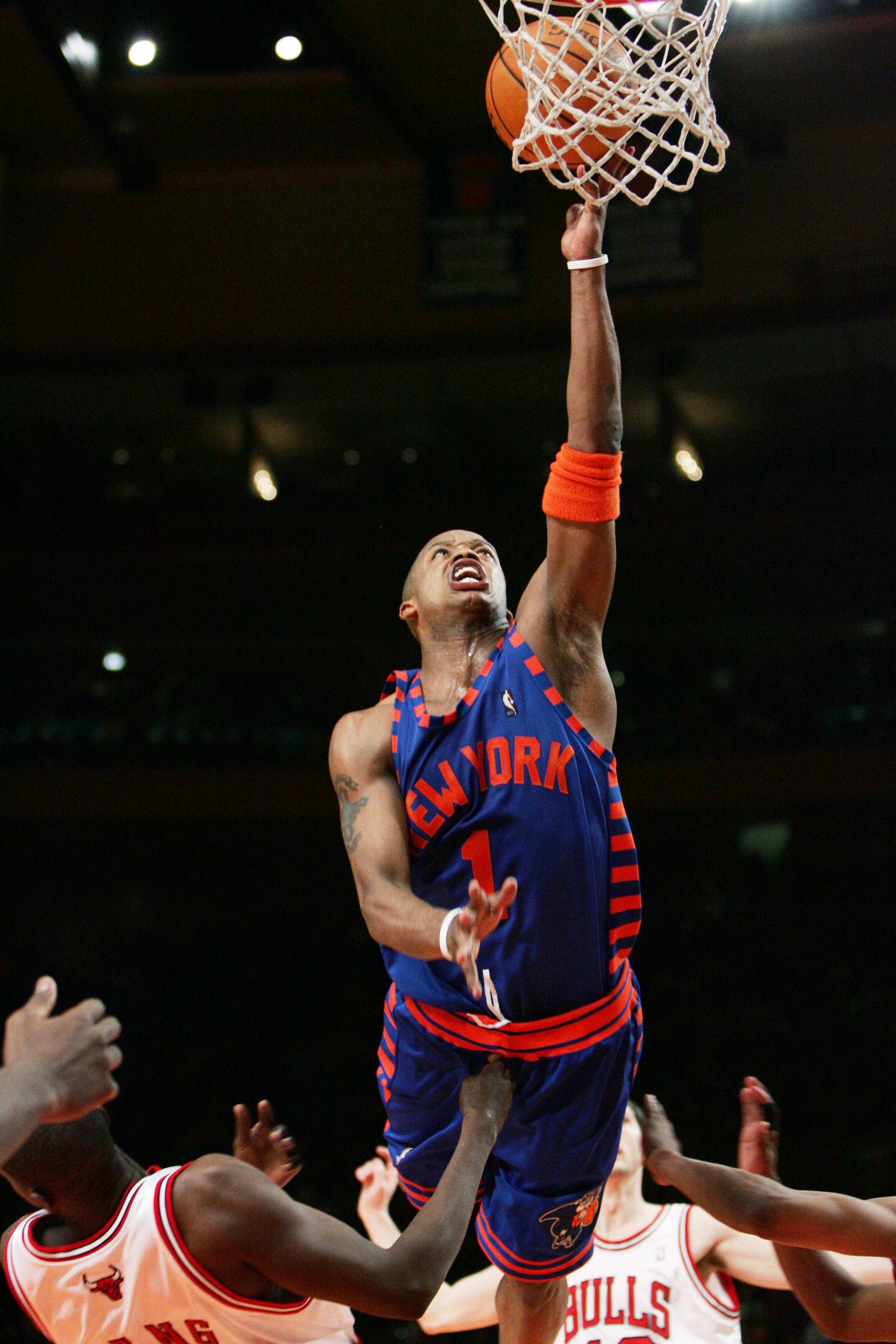 NEW YORK - MARCH 3:  Steve Francis #1 of the New York Knicks shoots against the Chicago Bulls on March 3, 2006 at Madison Square Garden in New York City.  Chicago won 108-101.  (Photo by Nick Laham/Getty Images)
